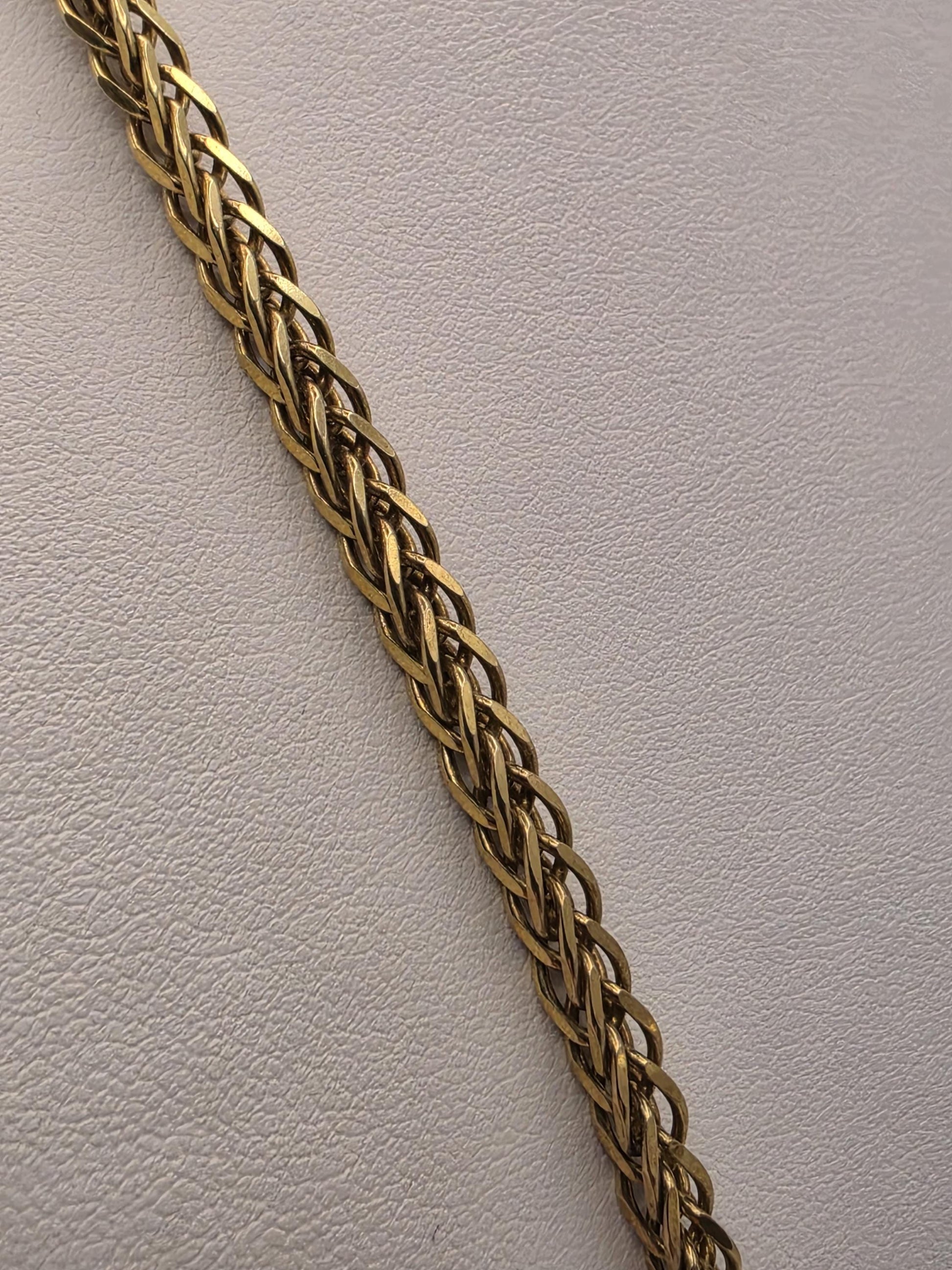 Gold Plated Wheat Chain Necklace | 925 Sterling Silver | 30 Inch | 4.3mm | Long Mens Wheat Spiga Chain | Heavy Chain