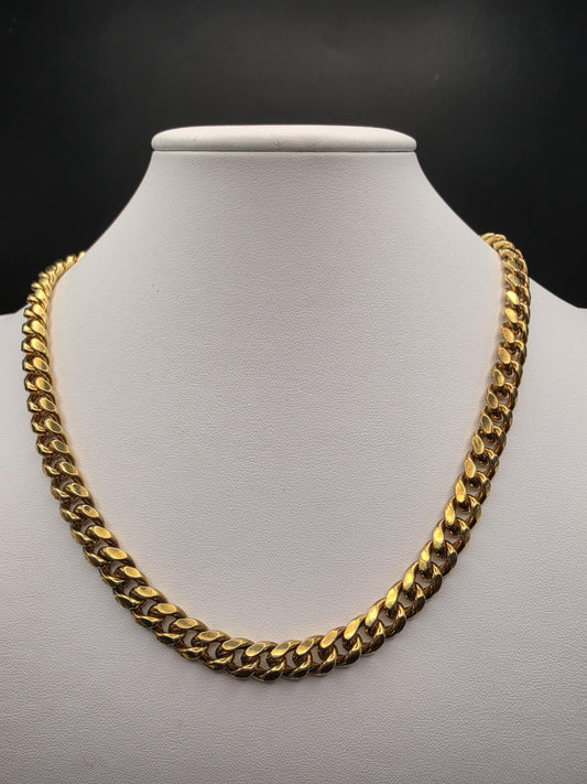Gold Plated 925 Sterling Silver Miami Cuban Link Chain Necklace 20 Inch 8.8mm Mens Hip Hop Curb Chain Heavy Statement Gift for Him Boyfriend
