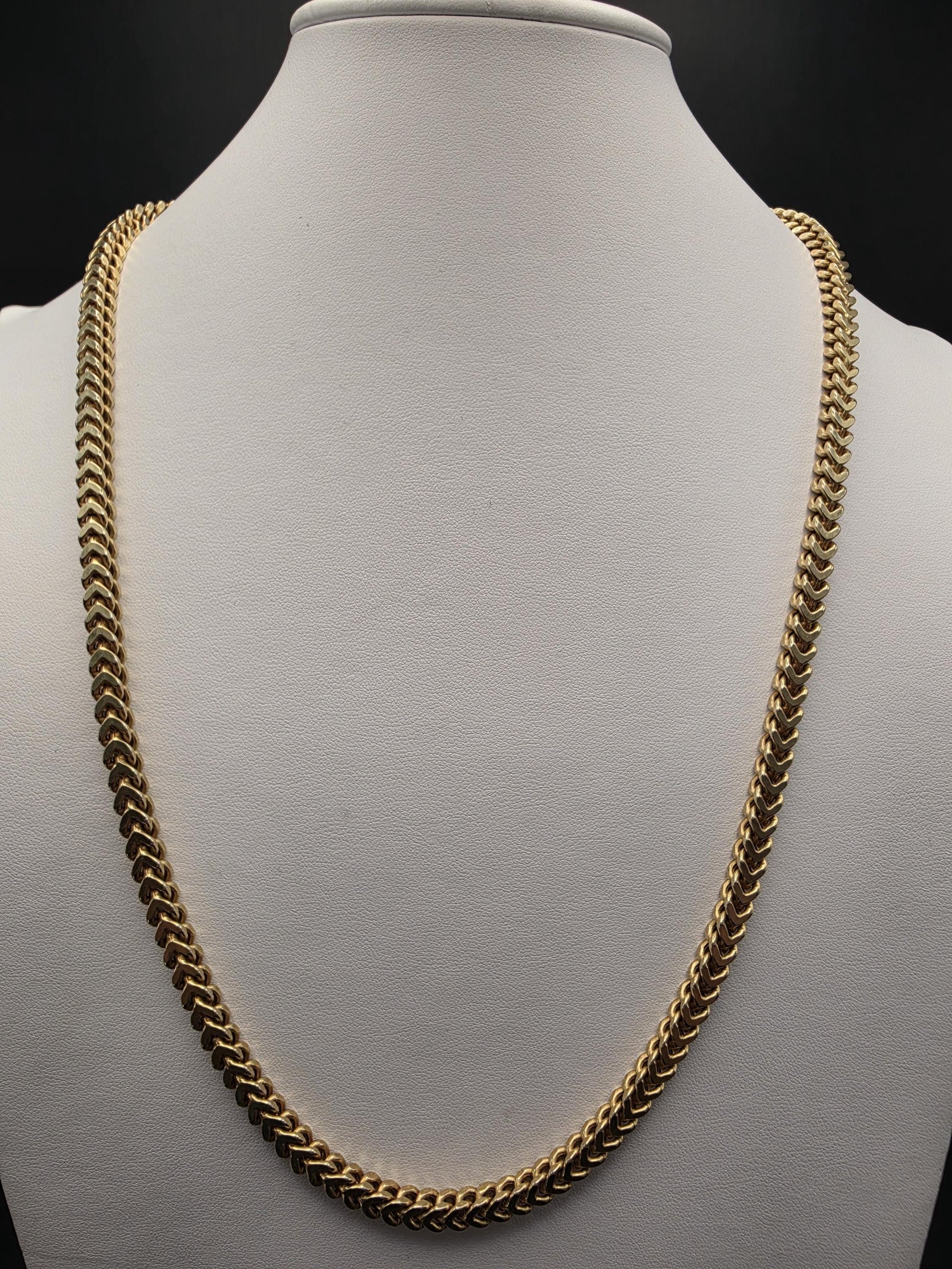 Gold Plated 925 Sterling Silver Franco Link Chain Necklace 26 Inch 5mm Mens Box Wheat Chain Heavy Statement Layering Gift for Him Boyfriend