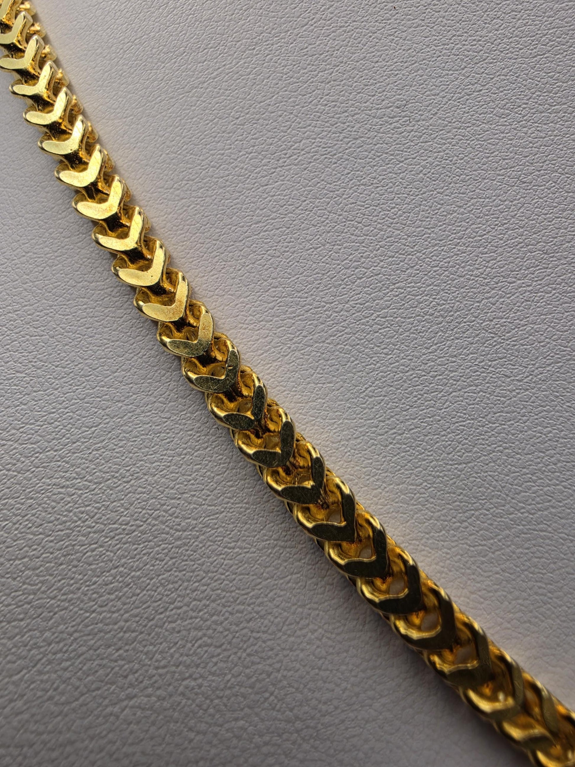 Gold Plated 925 Sterling Silver Franco Link Chain Necklace 20 Inch 4.6mm Mens Womens Box Wheat Chain Layering Statement Gift for Him