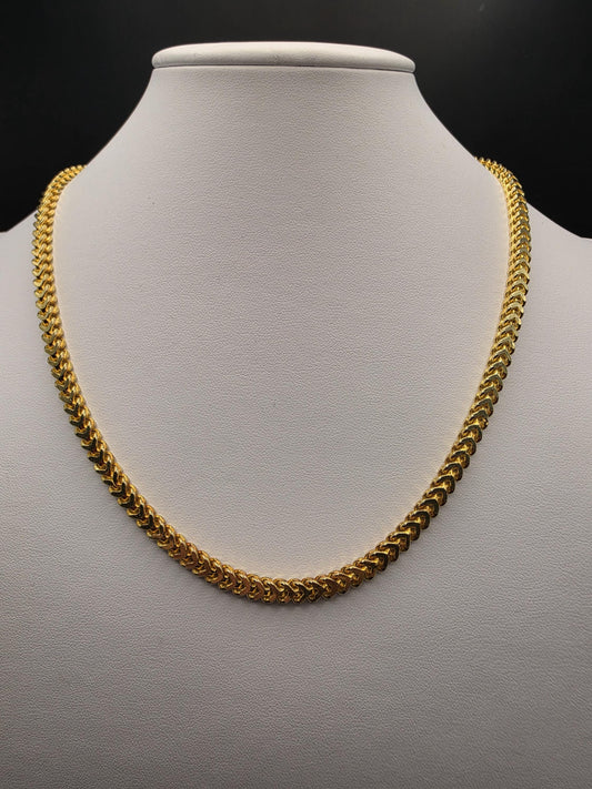Gold Plated 925 Sterling Silver Franco Link Chain Necklace 20 Inch 4.6mm Mens Womens Box Wheat Chain Layering Statement Gift for Him