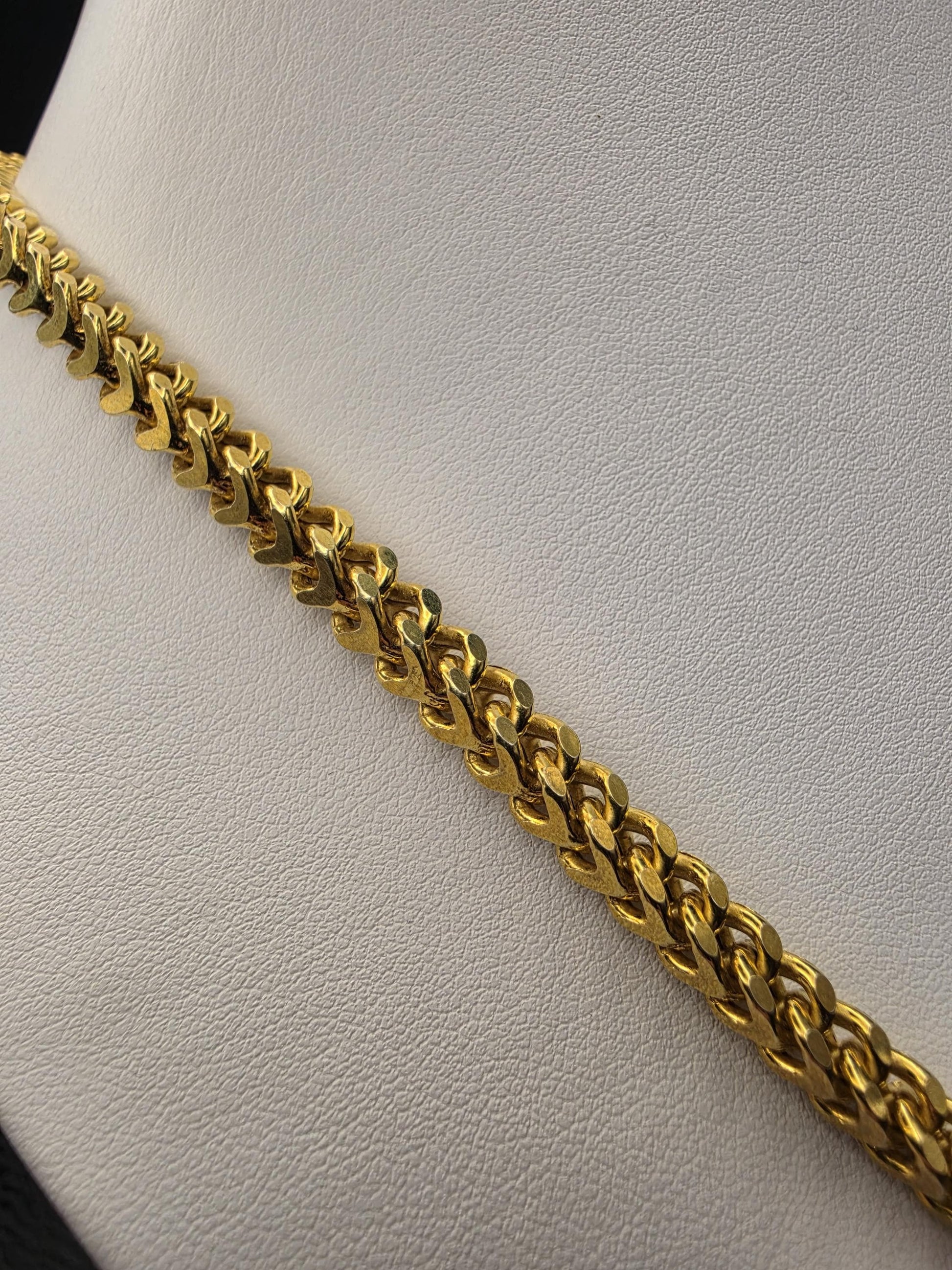 Gold Plated 925 Sterling Silver Franco Link Chain Necklace 26 Inch 5.42mm Mens Box Wheat Chain Heavy Statement Layering Gift for Him Dad