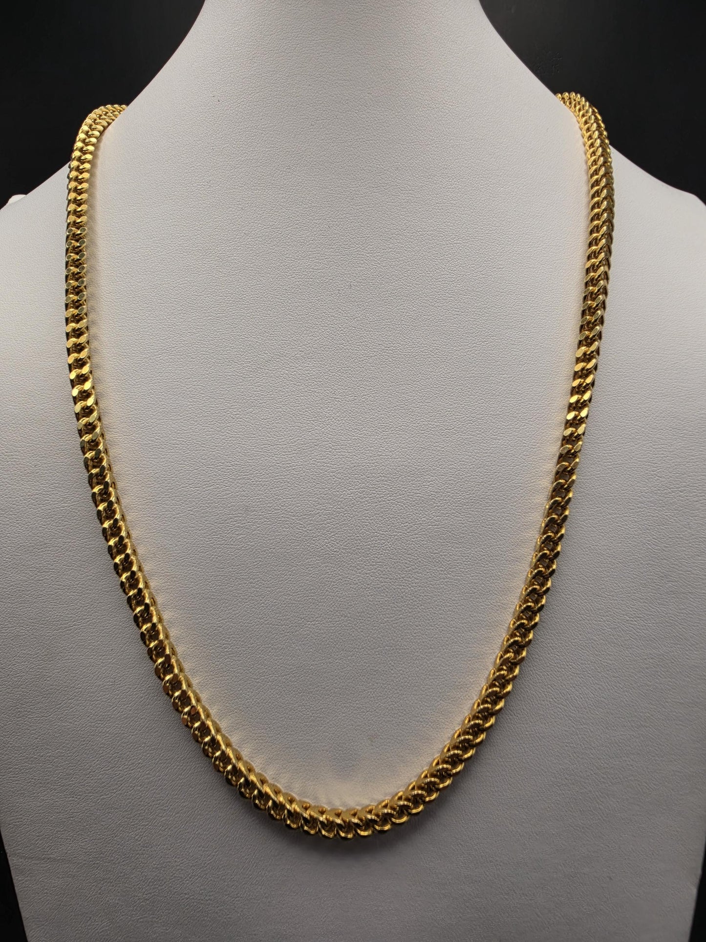 Gold Plated 925 Sterling Silver Franco Link Chain Necklace 26 Inch 5.42mm Mens Box Wheat Chain Heavy Statement Layering Gift for Him Dad