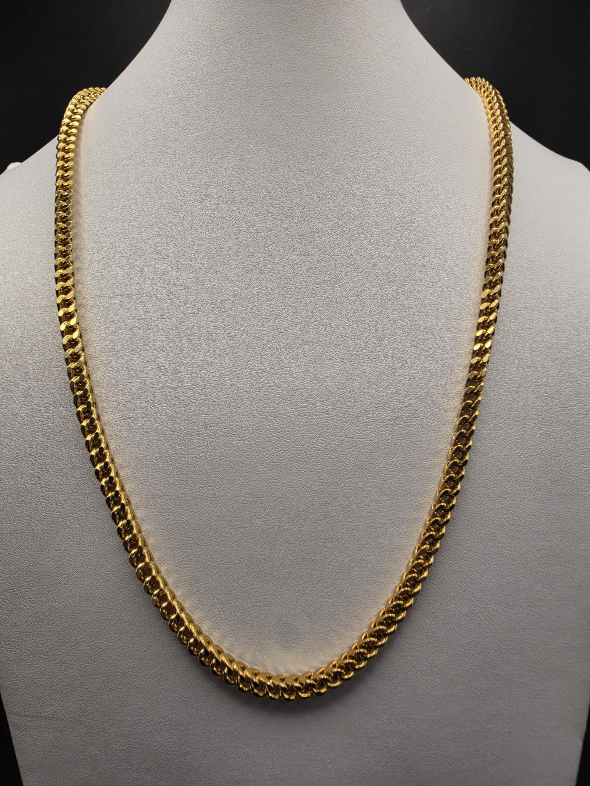 Gold Plated 925 Sterling Silver Franco Link Chain Necklace 26 Inch 5.42mm Mens Box Wheat Chain Heavy Statement Layering Gift for Him Dad