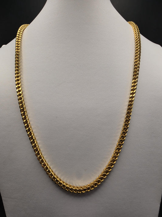 Gold Plated 925 Sterling Silver Franco Link Chain Necklace 26 Inch 5.42mm Mens Box Wheat Chain Heavy Statement Layering Gift for Him Dad