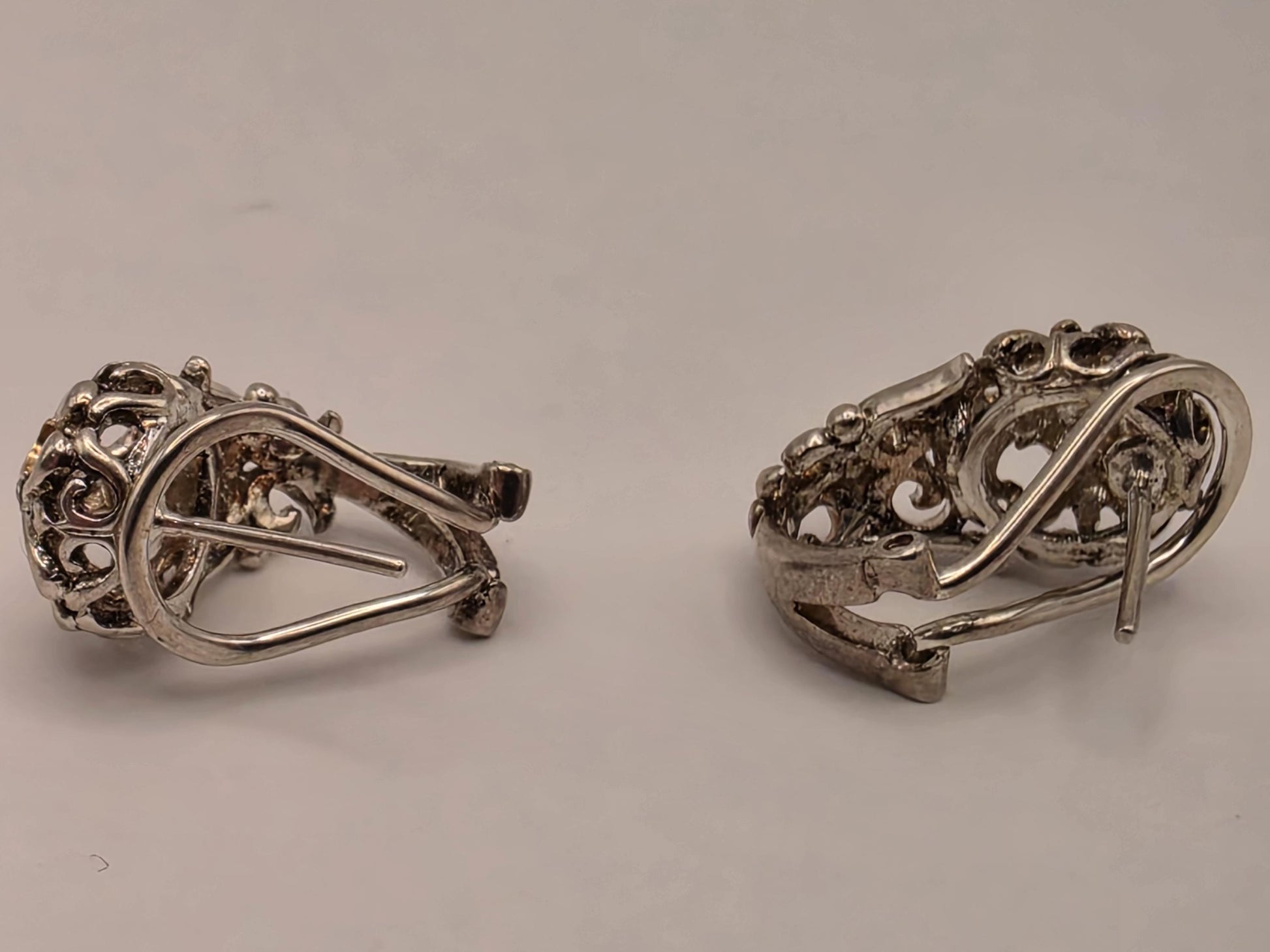 925 Sterling Silver 14k Gold Accent Earrings Balinese Scrollwork Drop Leverback Two Tone Filigree Womens Fine Jewelry Gift for Her
