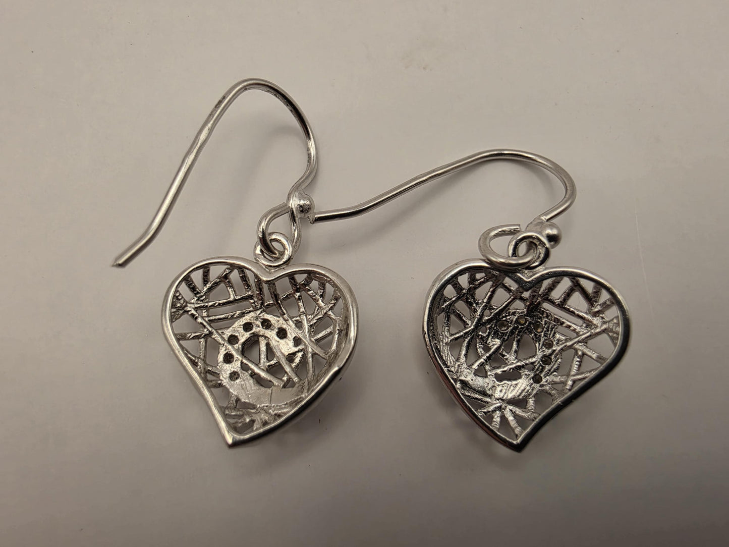 925 Sterling Silver Filigree Heart Earrings Drop Dangle Openwork Puffed Heart Womens Romantic Jewelry Gift for Her Valentines Day