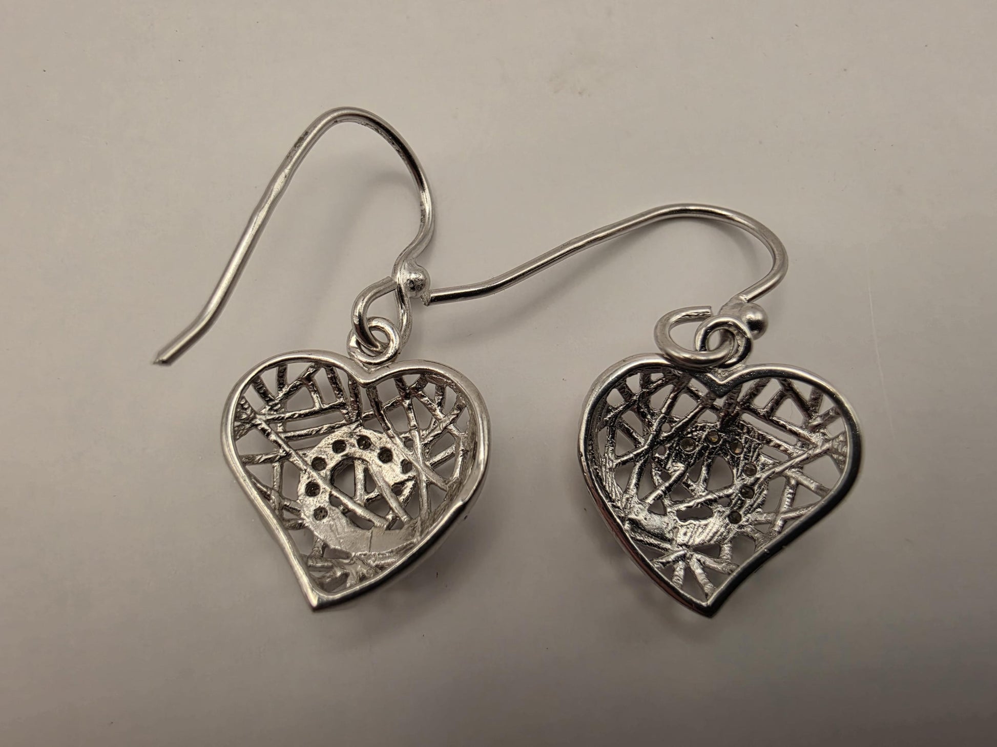 925 Sterling Silver Filigree Heart Earrings Drop Dangle Openwork Puffed Heart Womens Romantic Jewelry Gift for Her Valentines Day