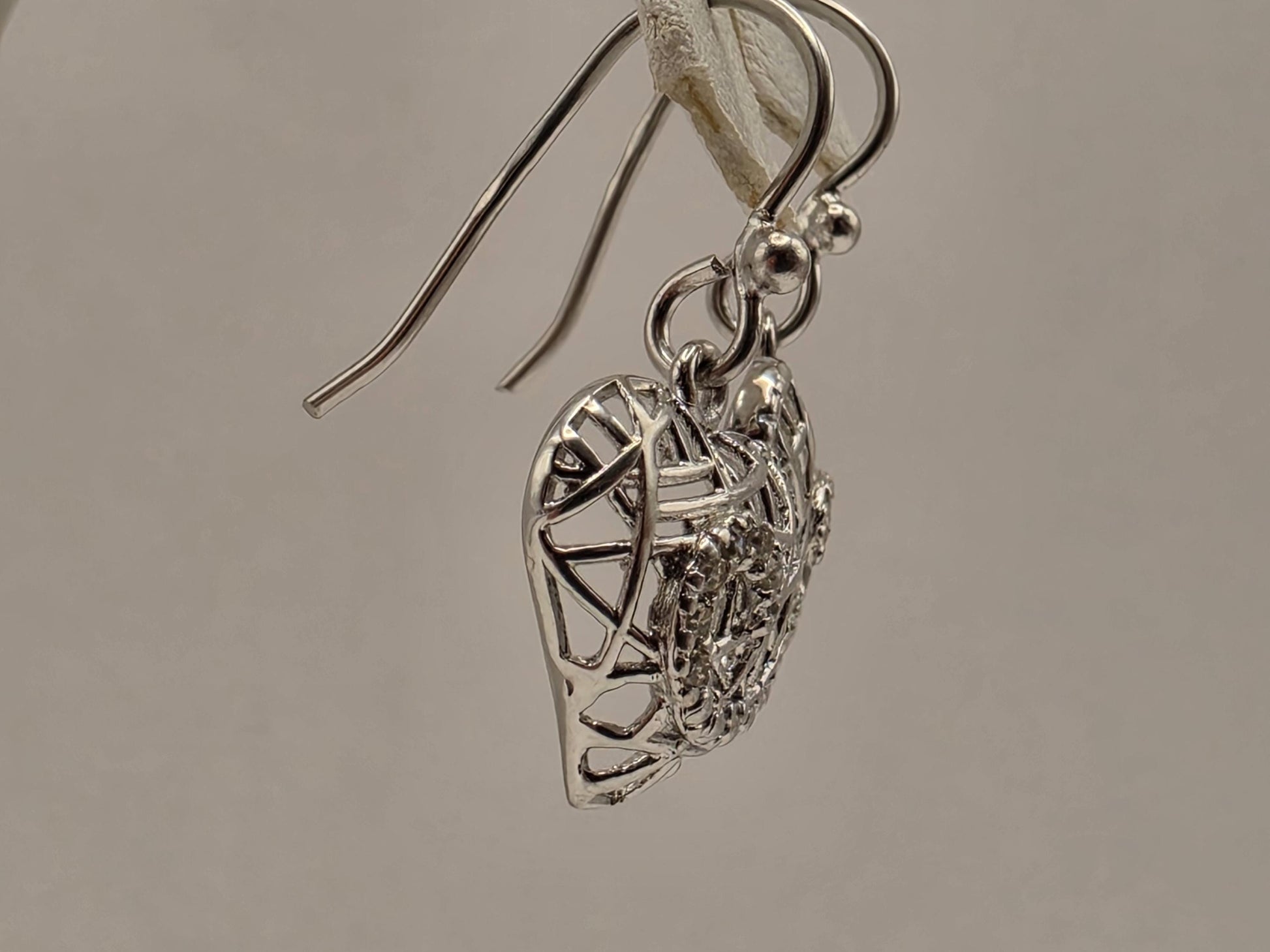 925 Sterling Silver Filigree Heart Earrings Drop Dangle Openwork Puffed Heart Womens Romantic Jewelry Gift for Her Valentines Day