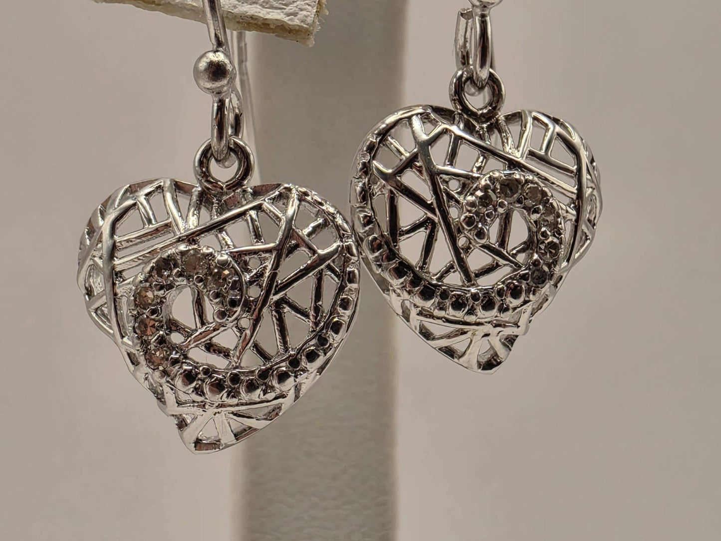 925 Sterling Silver Filigree Heart Earrings Drop Dangle Openwork Puffed Heart Womens Romantic Jewelry Gift for Her Valentines Day