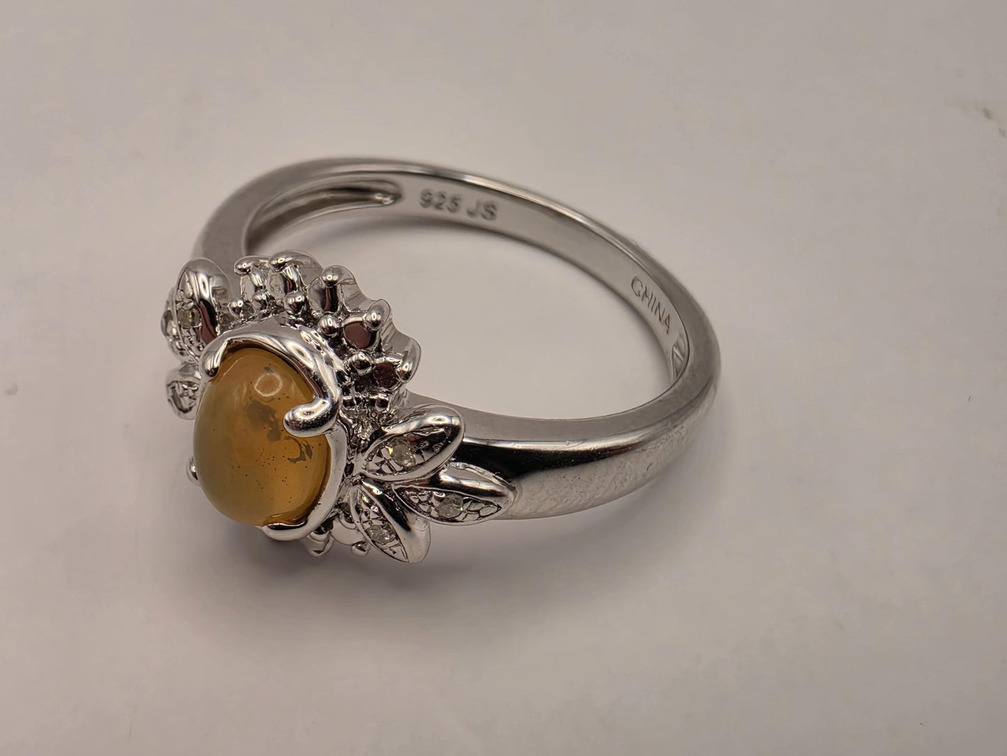 925 Sterling Silver Fire Opal Ring Genuine Diamond Accent Oval Opal Womens Cocktail Ring October Birthstone Fine Jewelry Gift for Her