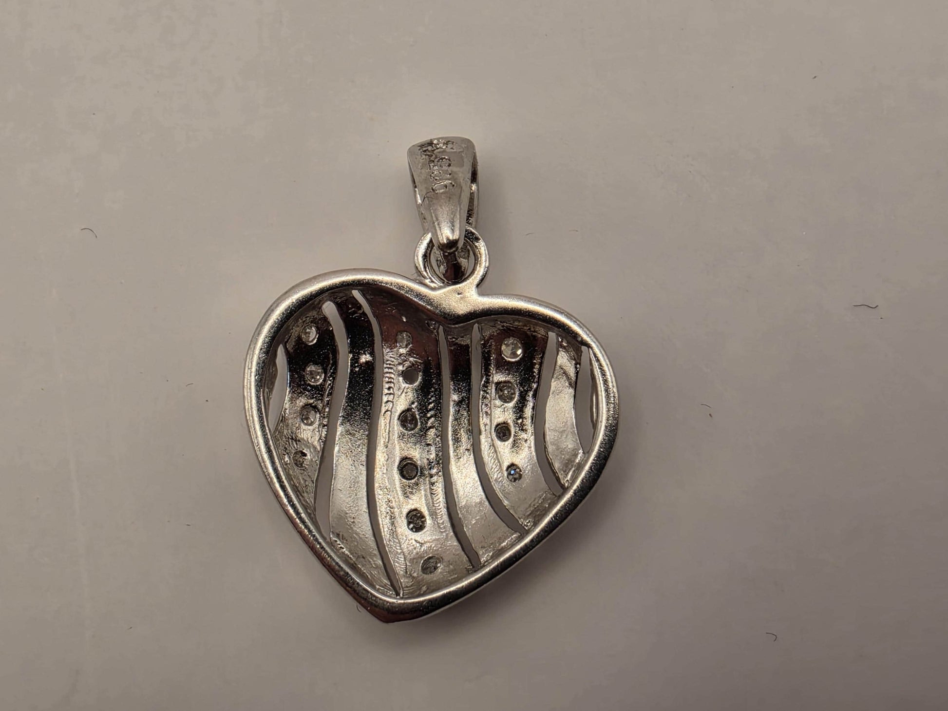 925 Sterling Silver Diamond Heart Pendant Genuine Diamond 0.11ct Wave Design Womens Romantic Fine Jewelry Gift for Her Anniversary Love