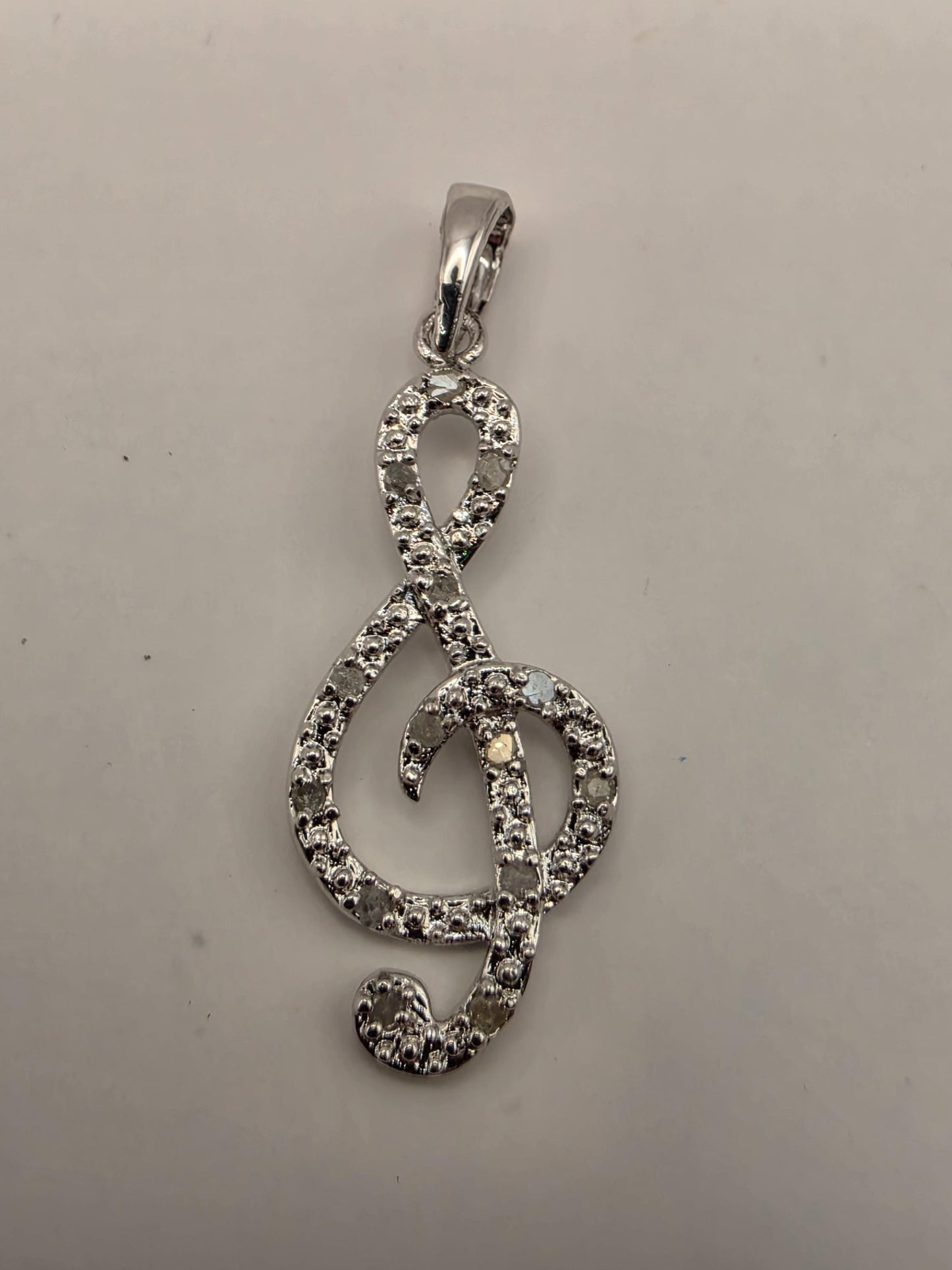 925 Sterling Silver Treble Clef Pendant Music Note Pave CZ Musician Gift Musical Charm Womens Jewelry Gift for Her Music Lover