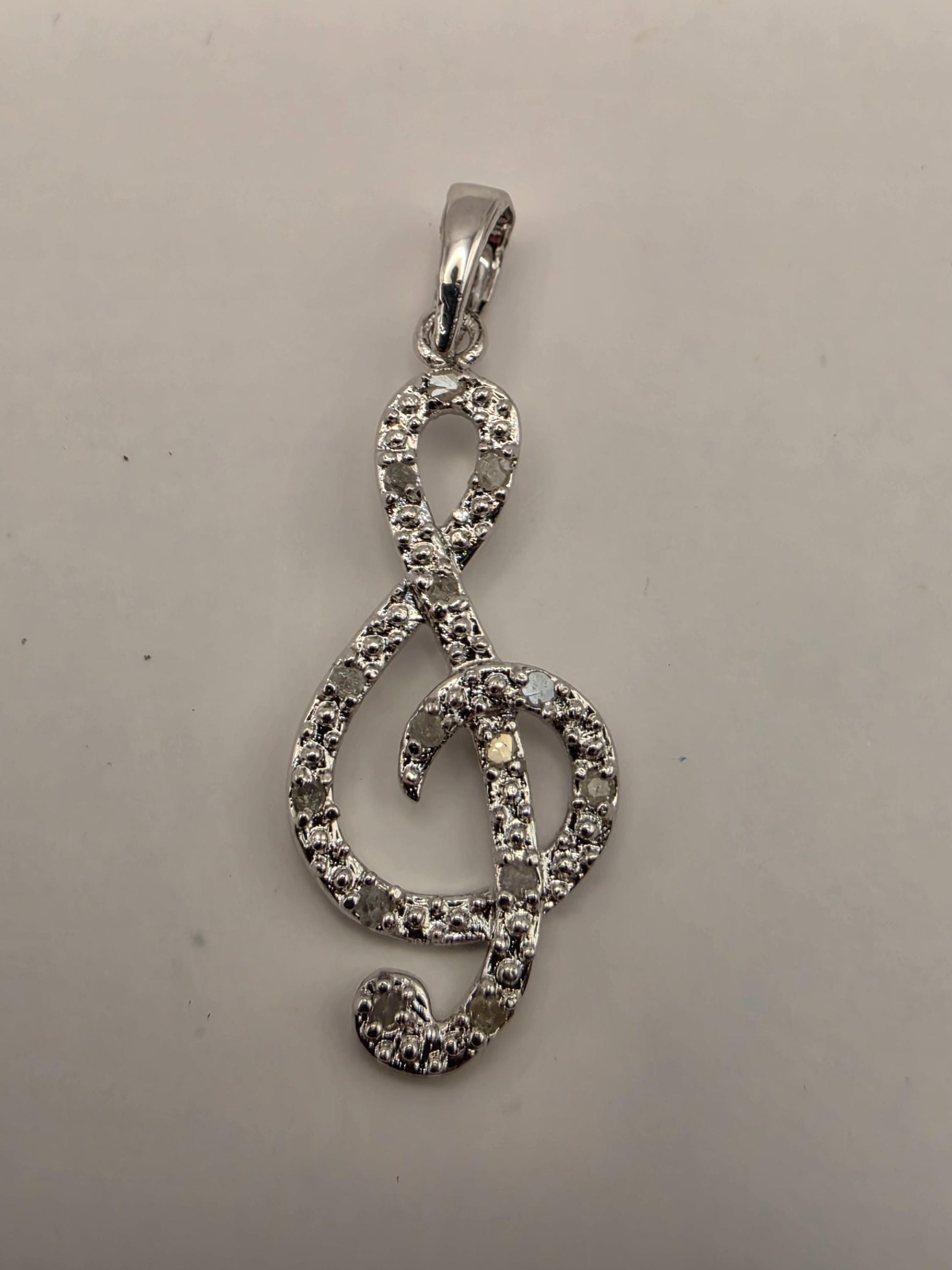 925 Sterling Silver Treble Clef Pendant Music Note Pave CZ Musician Gift Musical Charm Womens Jewelry Gift for Her Music Lover