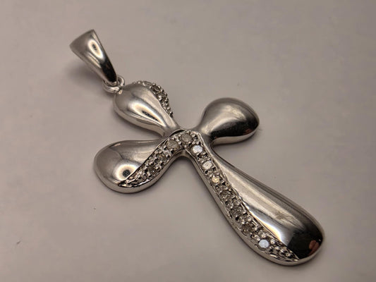 925 Sterling Silver Diamond Cross Pendant Genuine Diamond Smooth Polished Cross Womens Mens Faith Jewelry Gift Religious Christian Pendant
