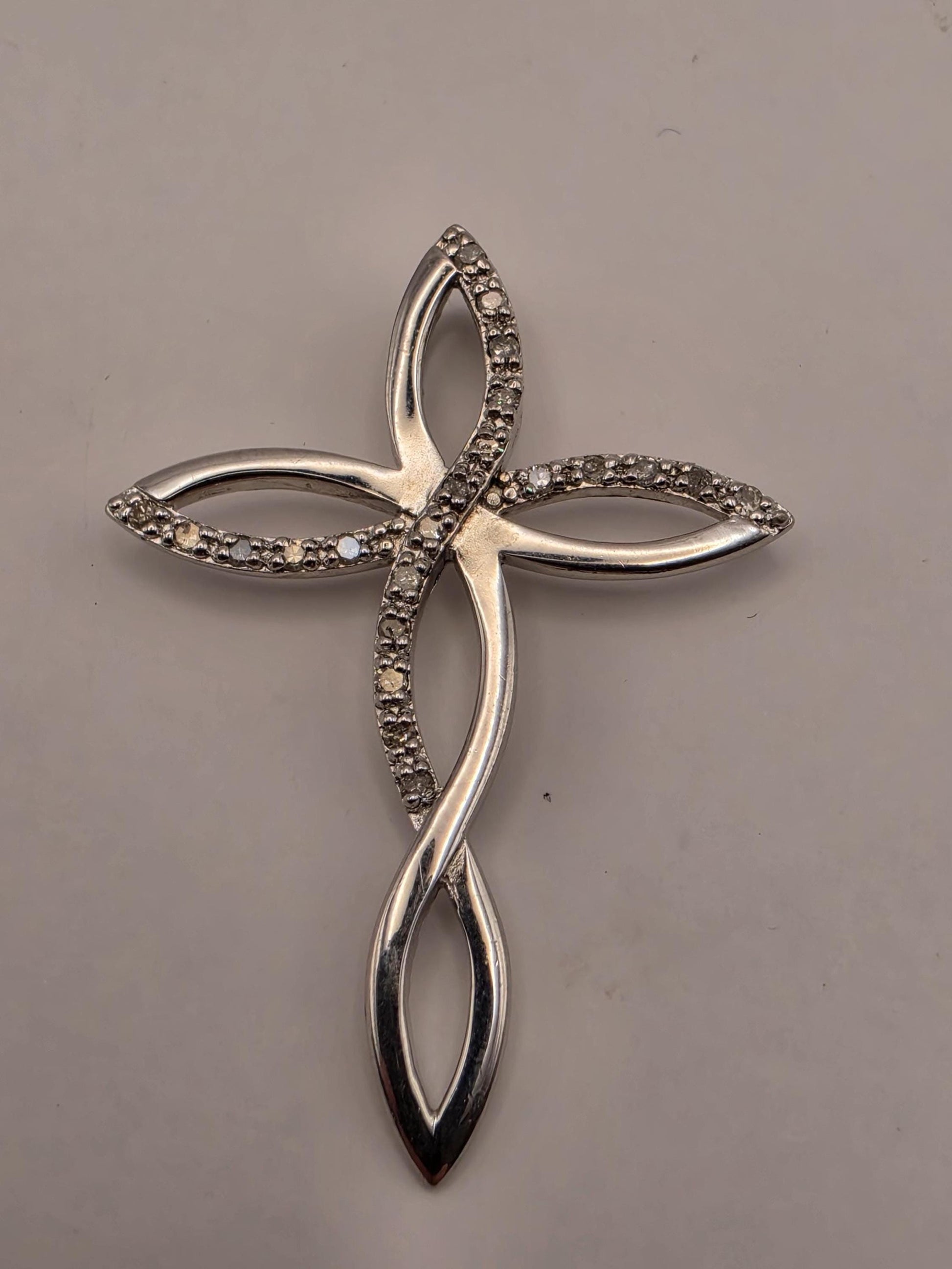925 Sterling Silver Diamond Infinity Cross Pendant Genuine Diamond Twist Pave Womens Faith Jewelry Gift Religious Christian Cross Necklace