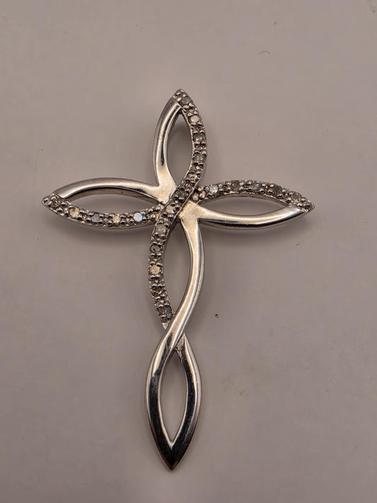 925 Sterling Silver Diamond Infinity Cross Pendant Genuine Diamond Twist Pave Womens Faith Jewelry Gift Religious Christian Cross Necklace