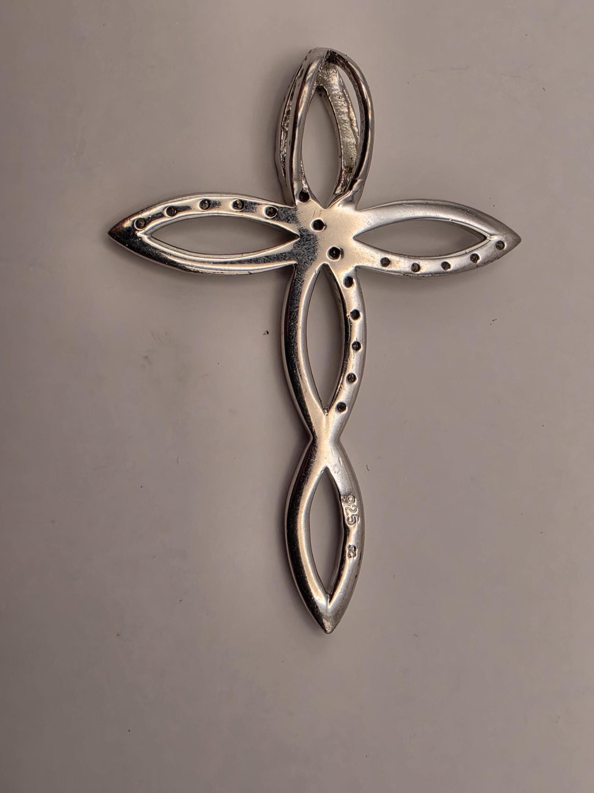 925 Sterling Silver Diamond Infinity Cross Pendant Genuine Diamond Twist Pave Womens Faith Jewelry Gift Religious Christian Cross Necklace