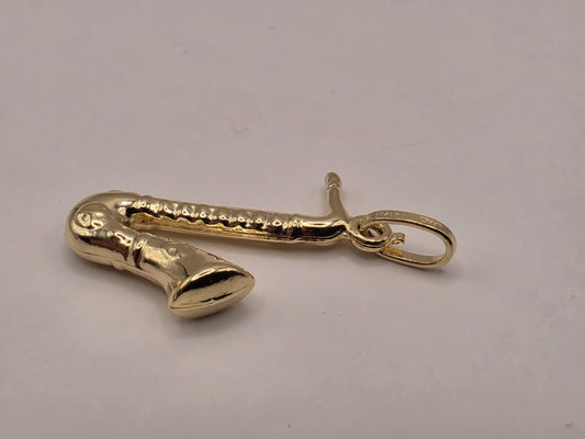 14K Yellow Gold Saxophone Pendant Sax Music Charm Jazz Musician Instrument Jewelry Gift for Music Lover Band Necklace Charm 3D Detail