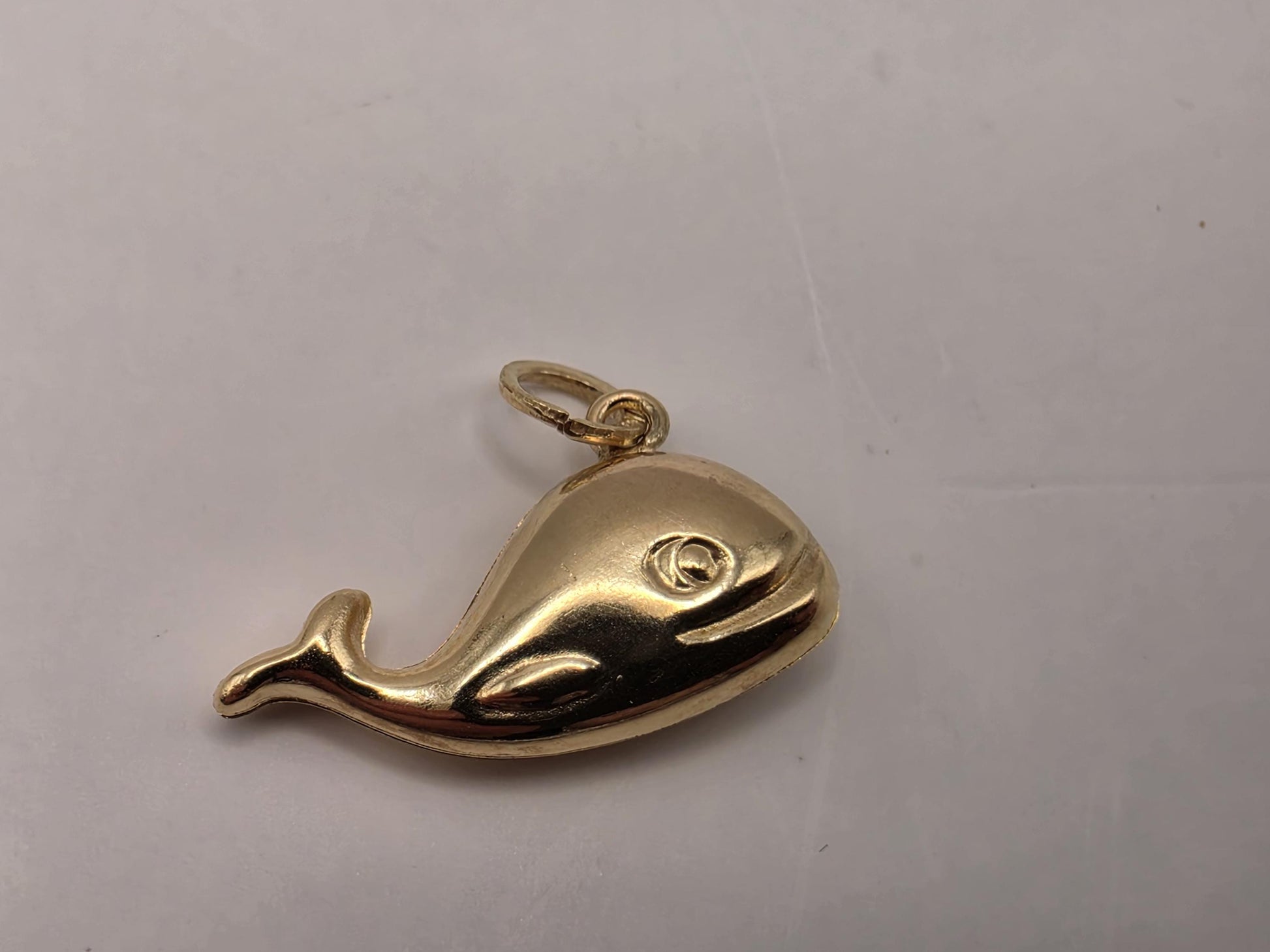 14K Yellow Gold Whale Pendant Hollow Laser Cut Sea Animal Charm Ocean Beach Nautical Jewelry Gift for Her Marine Life Small Necklace Charm