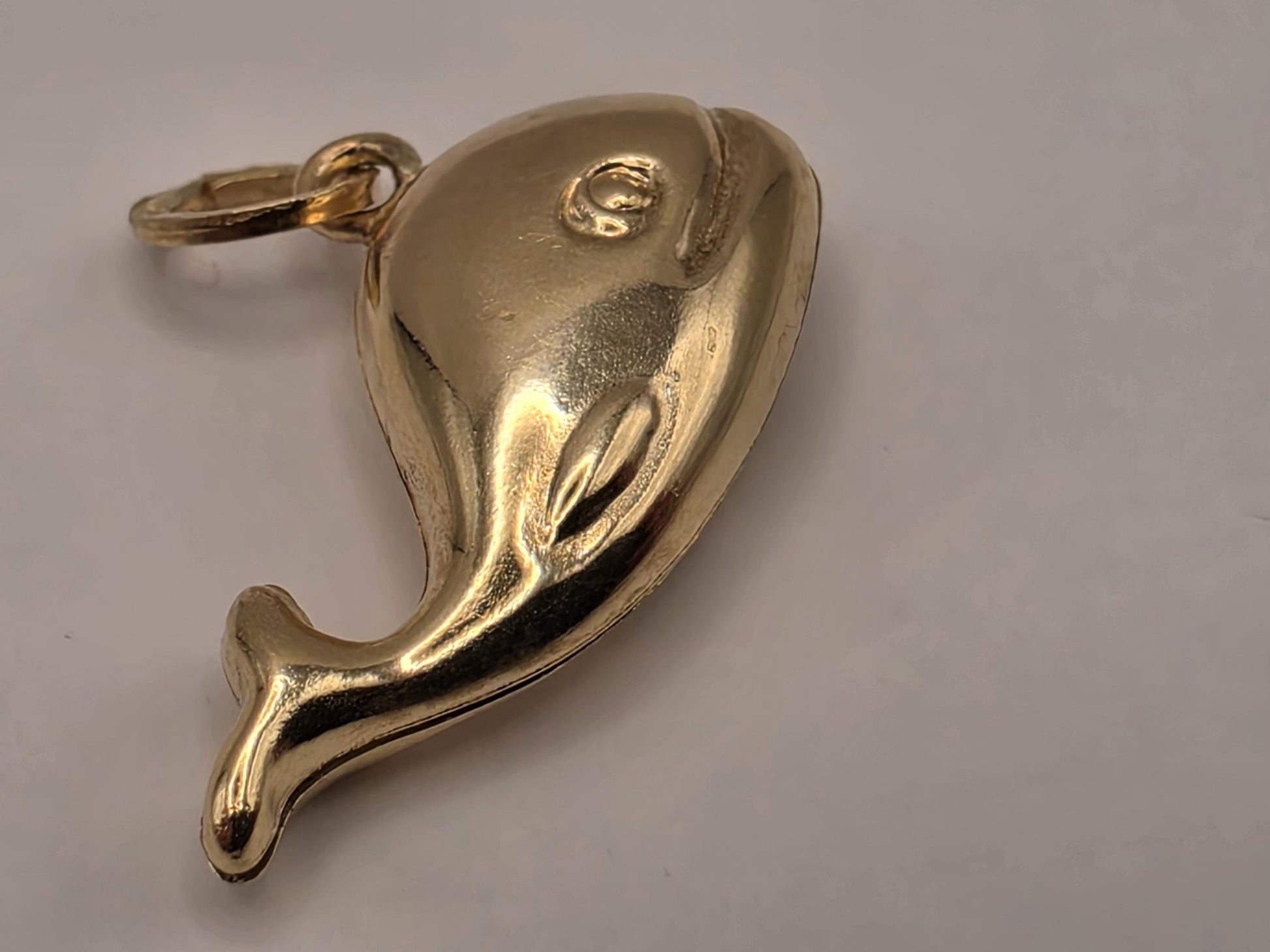 14K Yellow Gold Whale Pendant Hollow Laser Cut Sea Animal Charm Ocean Beach Nautical Jewelry Gift for Her Marine Life Small Necklace Charm