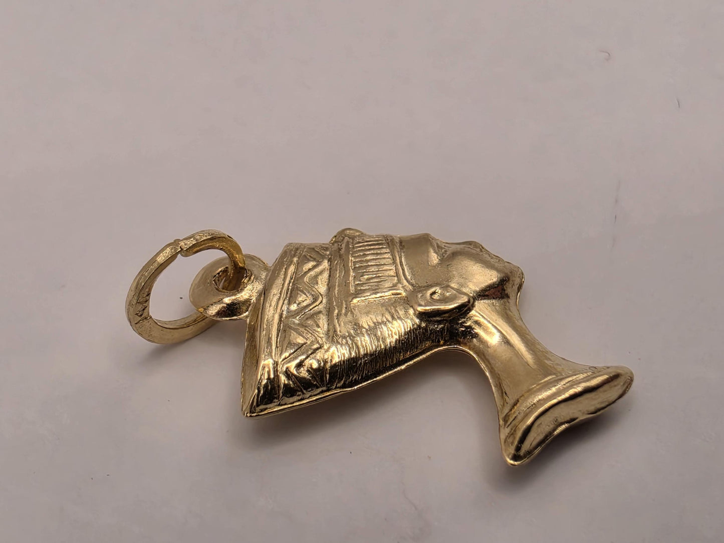 Solid 14K Yellow Gold Nefertiti Pendant Egyptian Queen Charm Ancient Egypt African History Jewelry Gift Pharaoh Small Necklace Charm