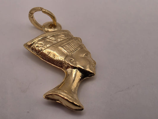 Solid 14K Yellow Gold Nefertiti Pendant Egyptian Queen Charm Ancient Egypt African History Jewelry Gift Pharaoh Small Necklace Charm