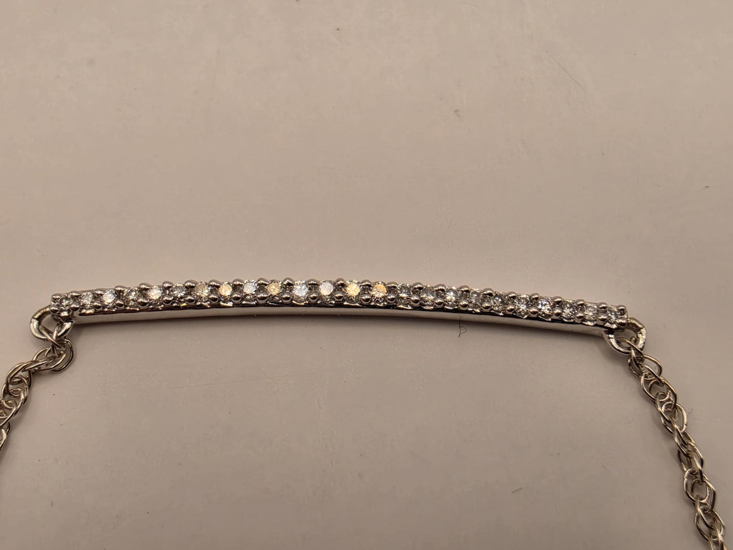 14K White Gold Natural Diamond Bar Necklace Long Pave Horizontal Bar Pendant Layering Minimalist Jewelry Gift for Her Dainty Everyday 19"
