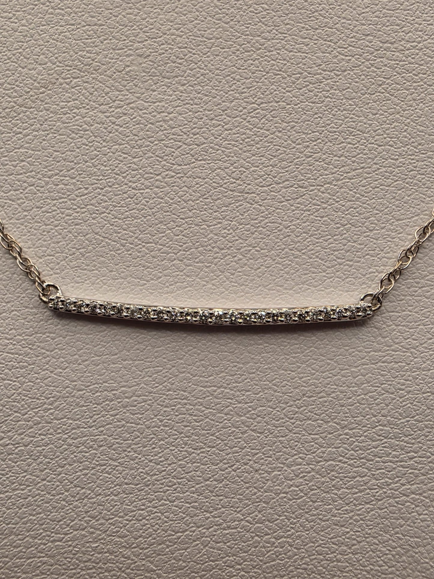 14K White Gold Natural Diamond Bar Necklace Long Pave Horizontal Bar Pendant Layering Minimalist Jewelry Gift for Her Dainty Everyday 19"
