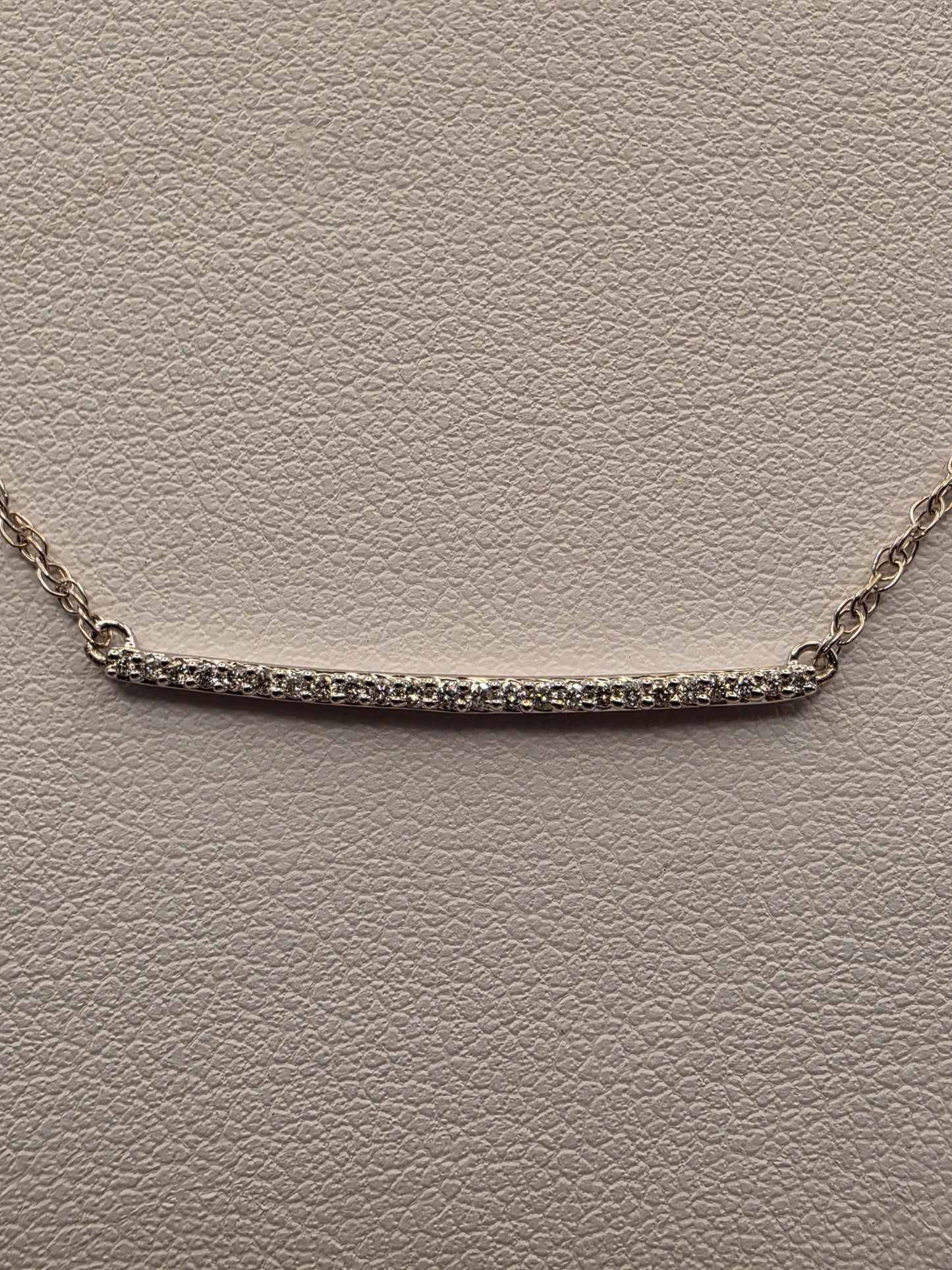 14K White Gold Natural Diamond Bar Necklace Long Pave Horizontal Bar Pendant Layering Minimalist Jewelry Gift for Her Dainty Everyday 19"