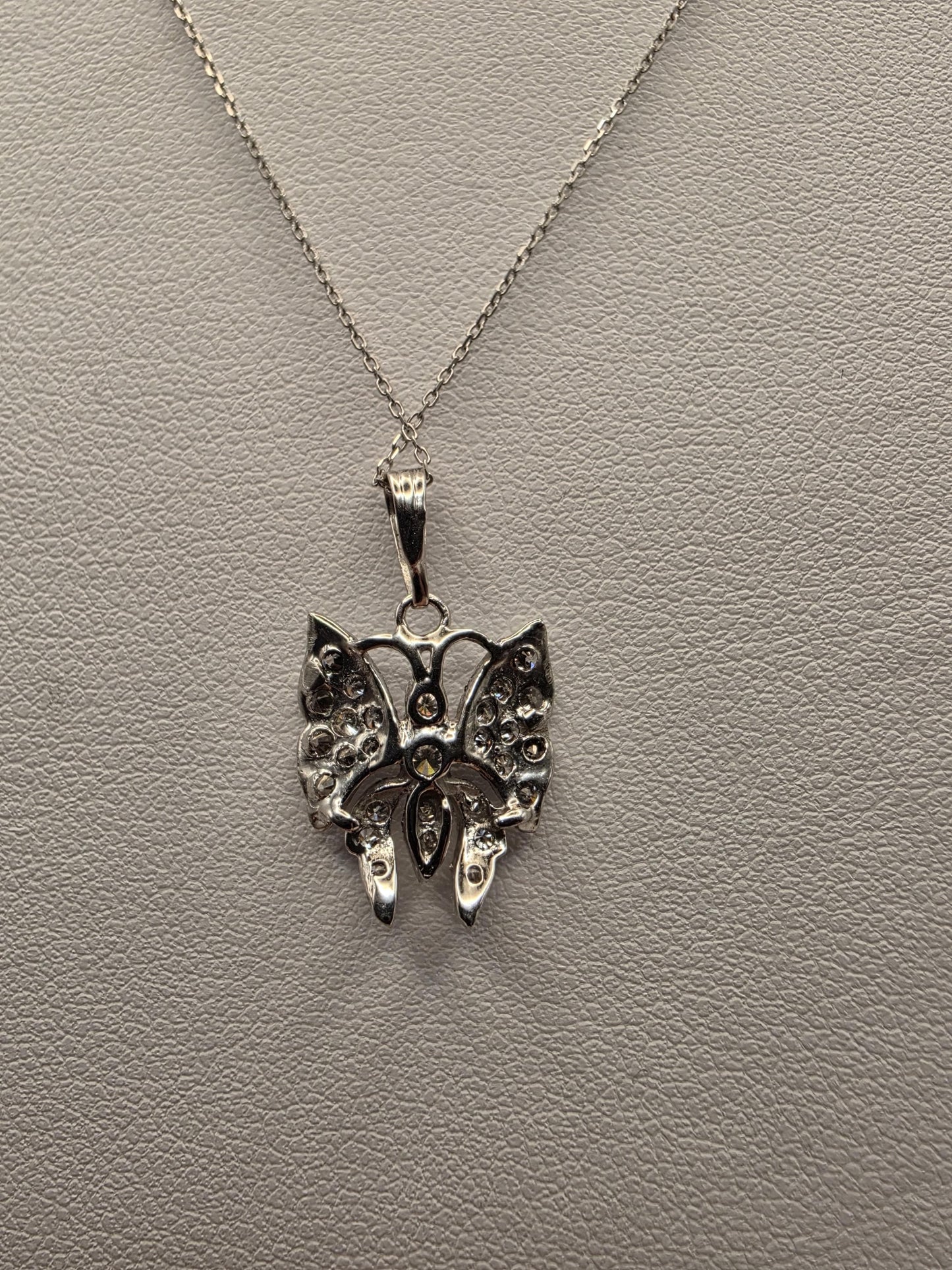 14K White Gold Diamond Butterfly Necklace 0.25 CTW Round Natural Diamond Pave Butterfly Pendant Fine Jewelry Gift for Her Sparkle 18 Inch