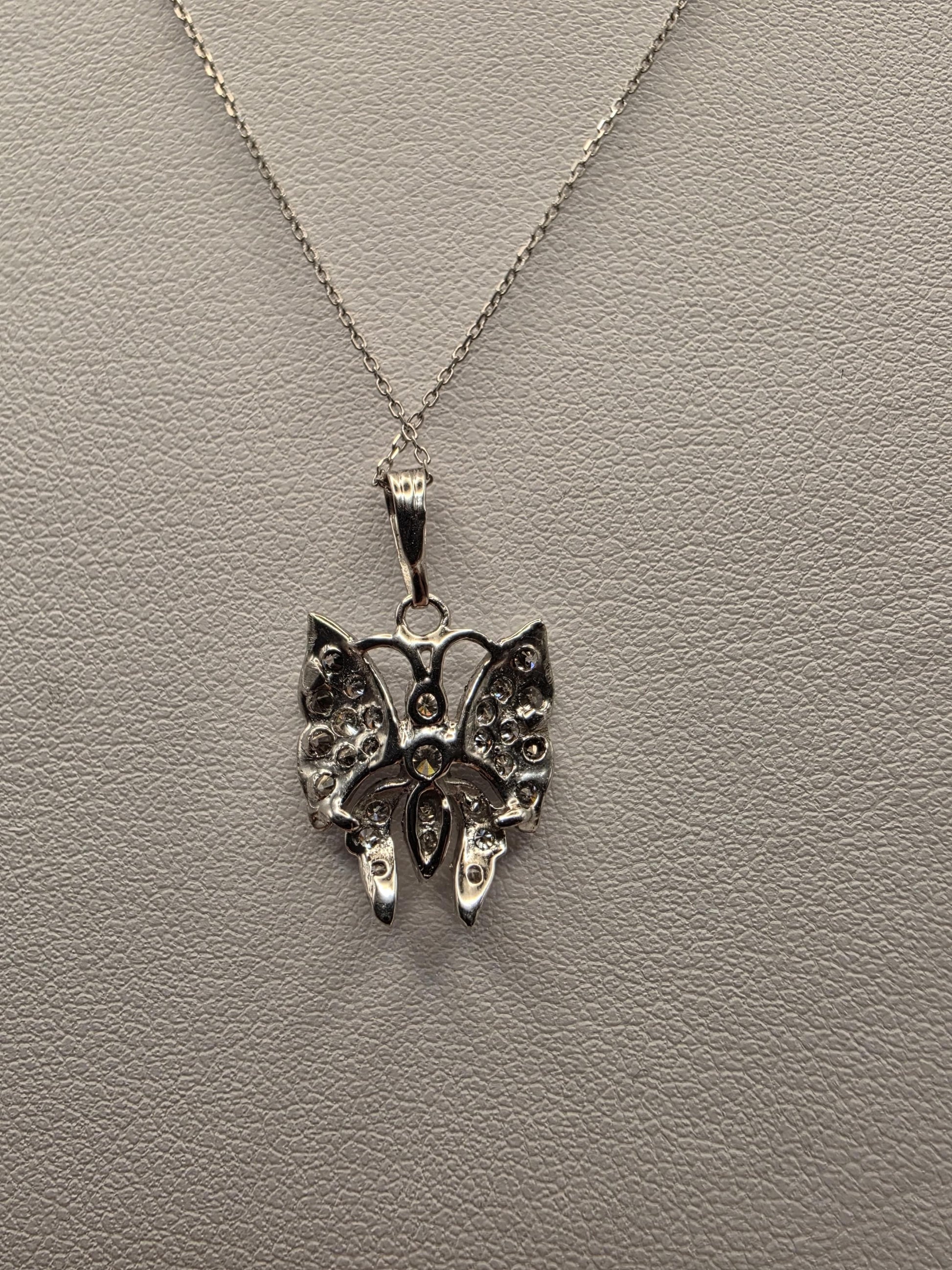 14K White Gold Diamond Butterfly Necklace 0.25 CTW Round Natural Diamond Pave Butterfly Pendant Fine Jewelry Gift for Her Sparkle 18 Inch