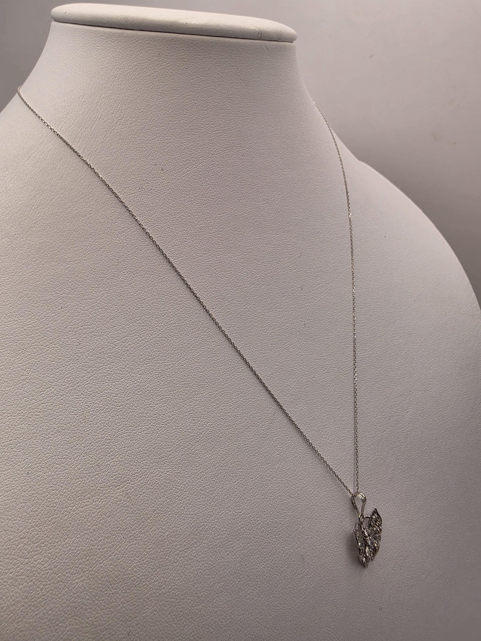 14K White Gold Diamond Butterfly Necklace 0.25 CTW Round Natural Diamond Pave Butterfly Pendant Fine Jewelry Gift for Her Sparkle 18 Inch