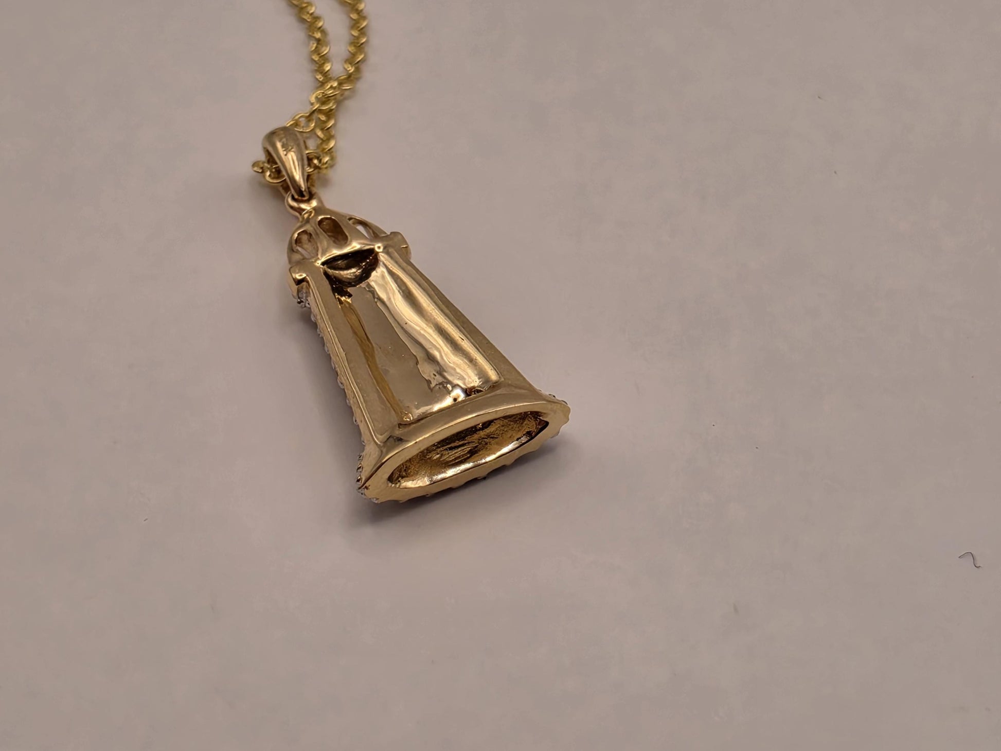 14K Yellow Gold Diamond Lighthouse Necklace Pave Diamond Nautical Pendant Coastal Beach Ocean Jewelry Gift for Sailor Lighthouse Lover 18"
