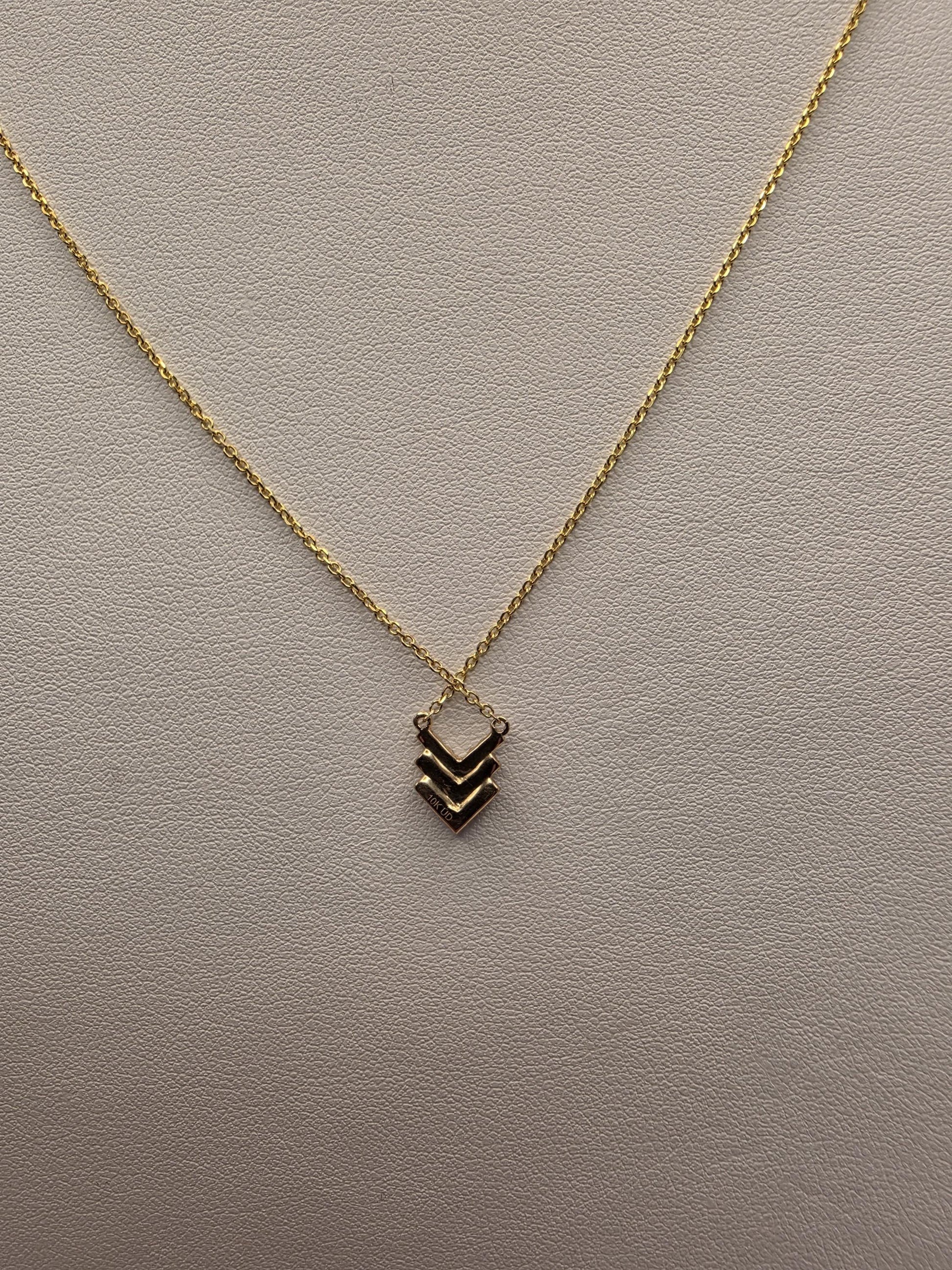10K Yellow Gold Diamond Chevron Necklace Natural Pave Diamond Geometric V Pendant Dainty 19 Inch Gift for Her