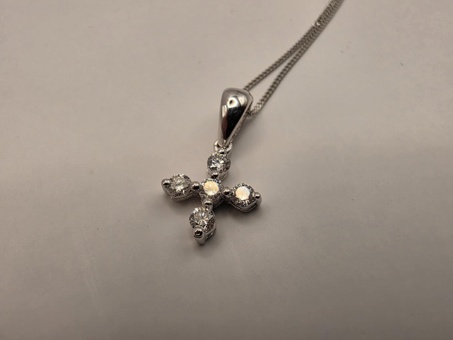 18K White Gold Diamond Cross Necklace 0.26 CTW Round Natural Diamond Cross Pendant Faith Christian Fine Jewelry Gift for Her 16 Inch