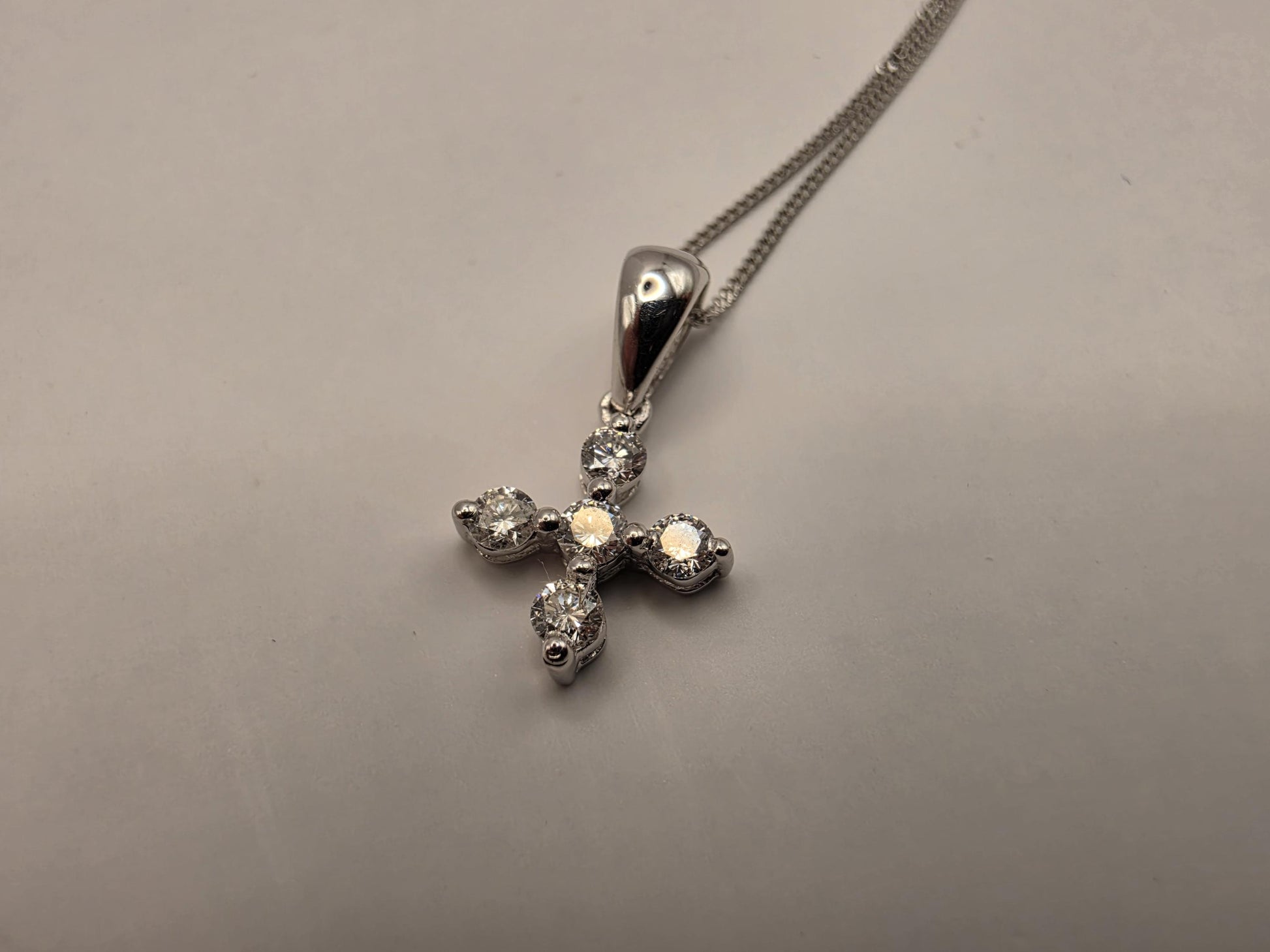 18K White Gold Diamond Cross Necklace 0.26 CTW Round Natural Diamond Cross Pendant Faith Christian Fine Jewelry Gift for Her 16 Inch