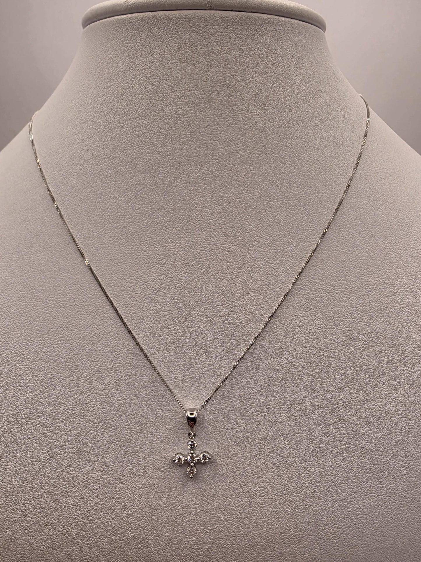 18K White Gold Diamond Cross Necklace 0.26 CTW Round Natural Diamond Cross Pendant Faith Christian Fine Jewelry Gift for Her 16 Inch