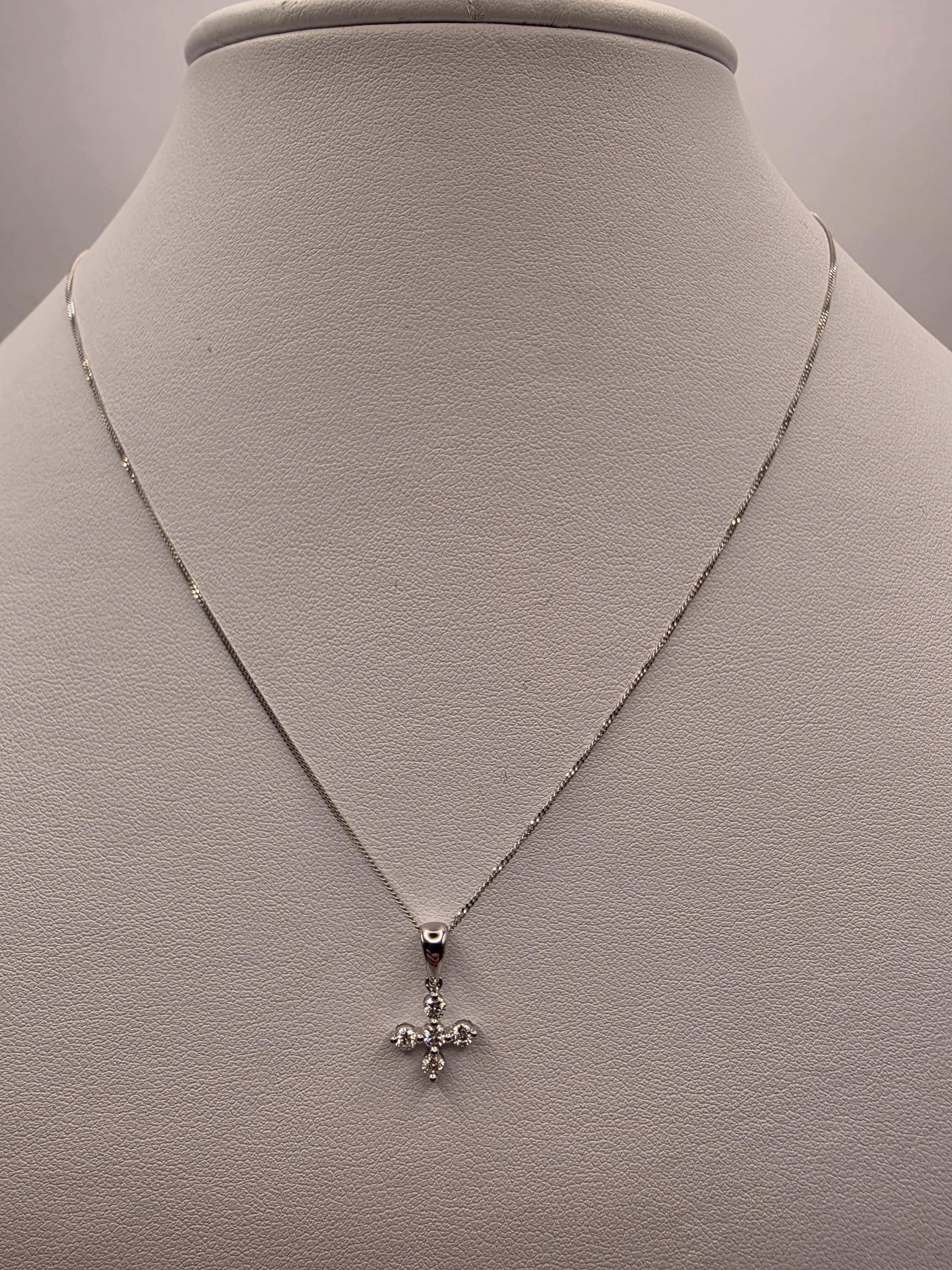 18K White Gold Diamond Cross Necklace 0.26 CTW Round Natural Diamond Cross Pendant Faith Christian Fine Jewelry Gift for Her 16 Inch