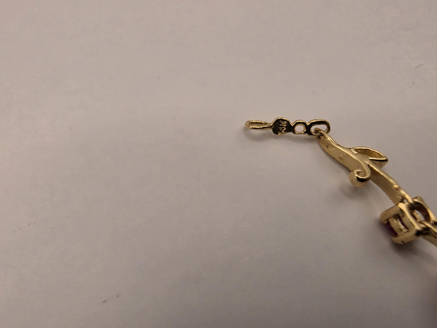 14K Yellow Gold Ruby Diamond Bracelet Floral Vine Flower Leaf Link Natural Ruby July Birthstone Fine Jewelry Gift for Her 7 Inch