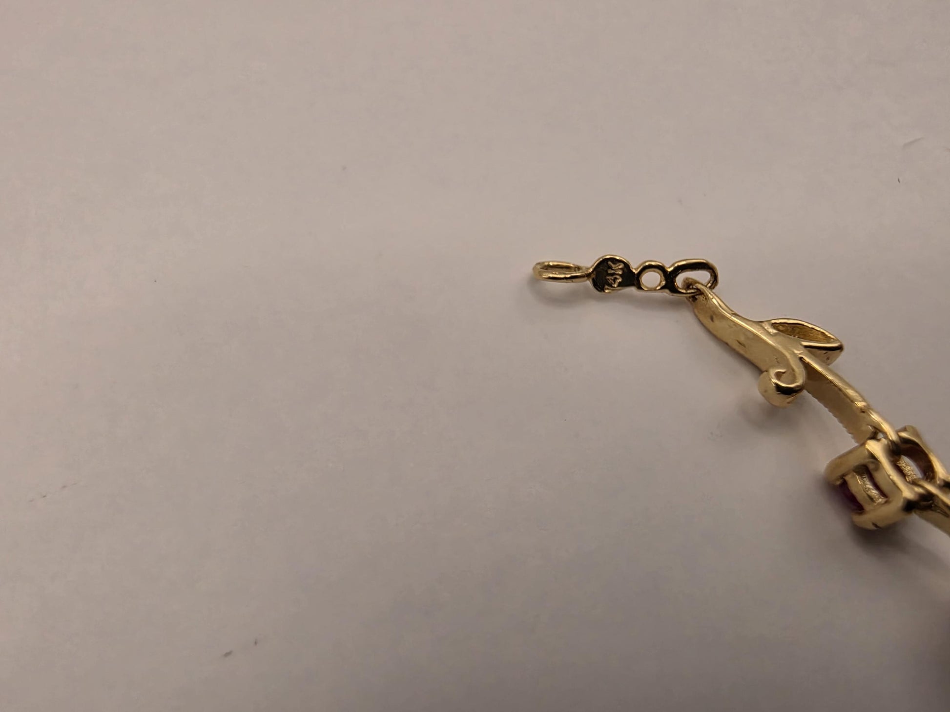 14K Yellow Gold Ruby Diamond Bracelet Floral Vine Flower Leaf Link Natural Ruby July Birthstone Fine Jewelry Gift for Her 7 Inch