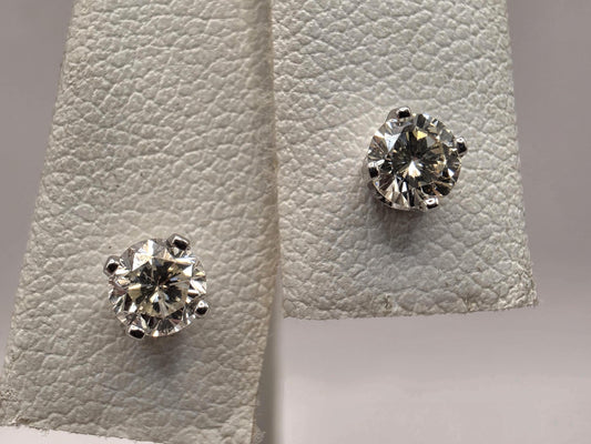 14K White Gold Diamond Solitaire Stud Earrings 4mm Round Natural Diamond Studs Classic Basket Setting Fine Jewelry Gift for Her