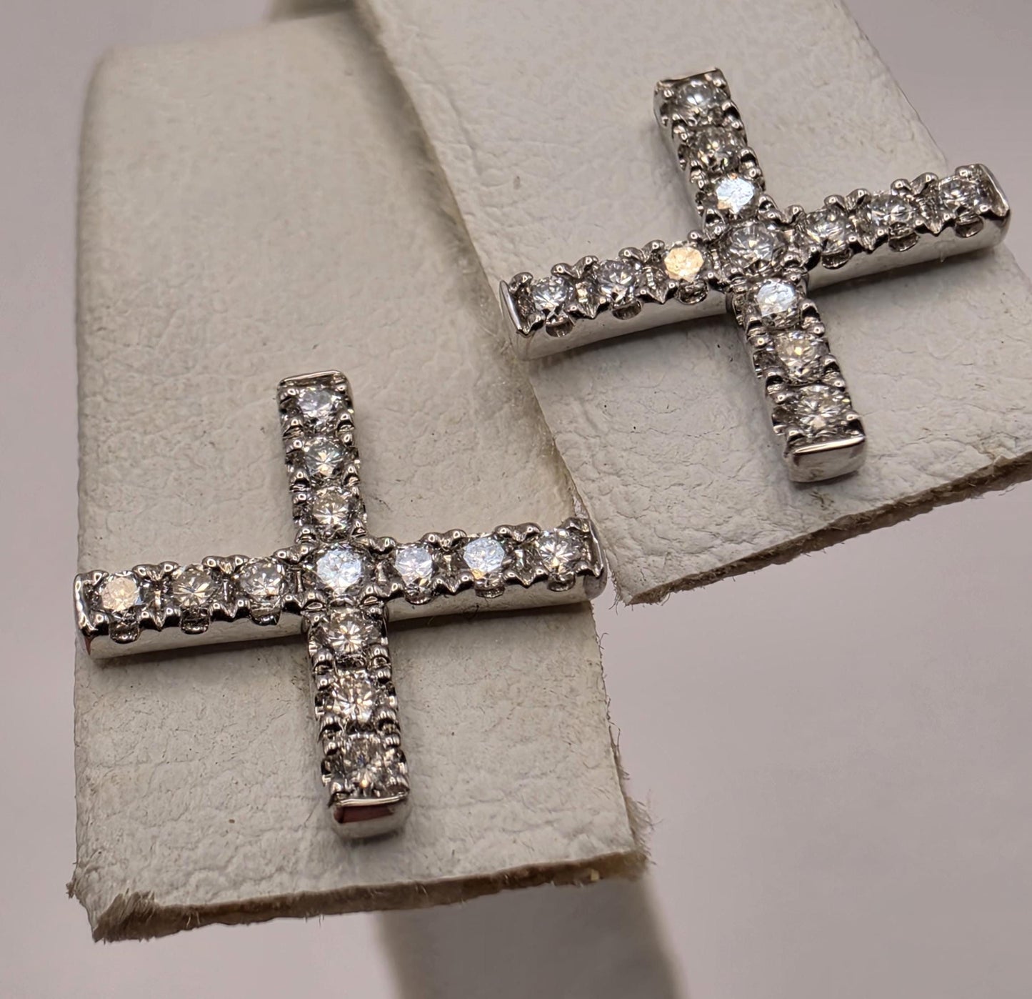 14K White Gold Diamond X Stud Earrings 0.33 CTW Natural Diamond Kiss Cross Studs Pave Fine Jewelry Gift for Her Love Sparkle