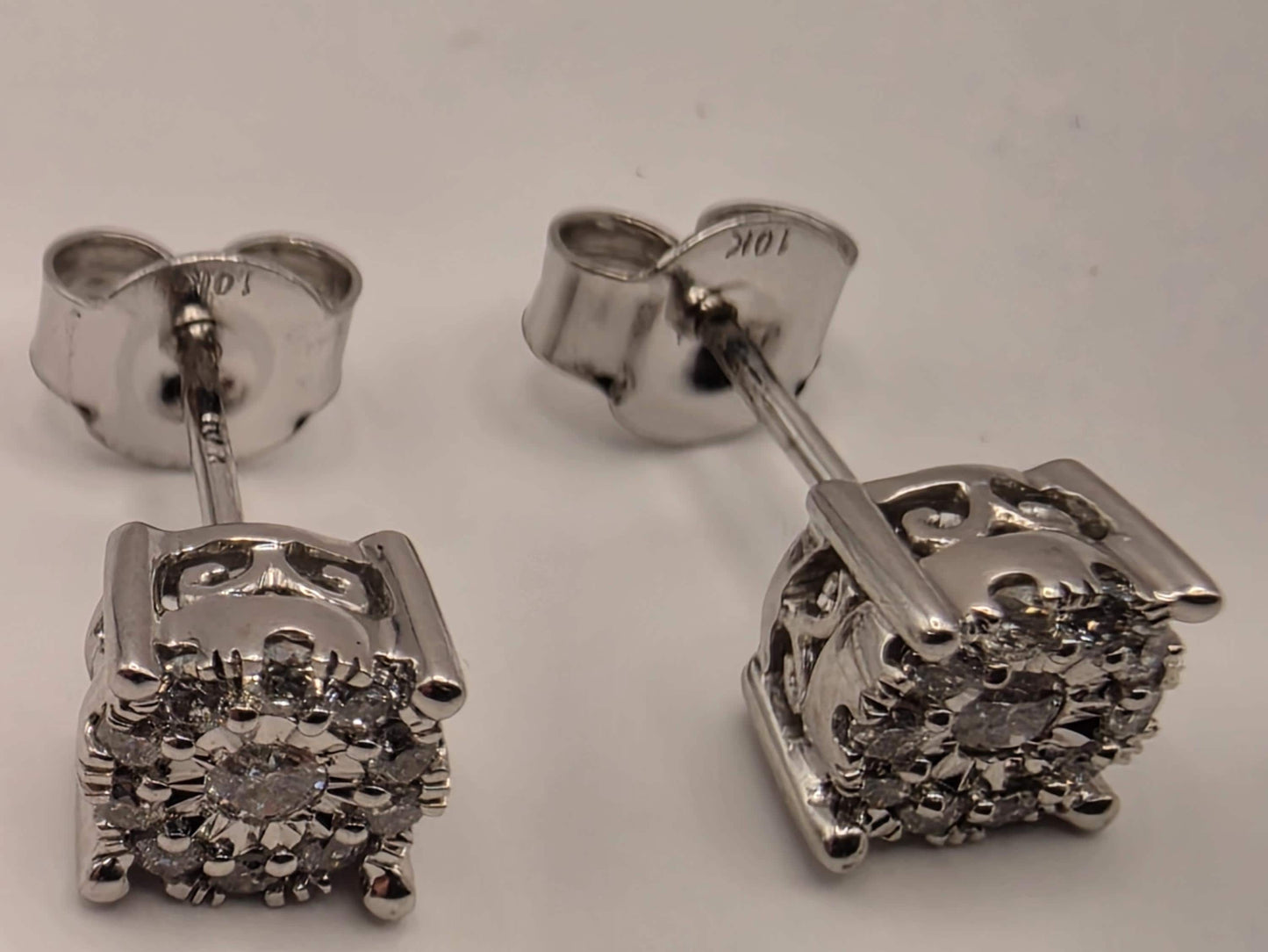 10K White Gold Diamond Stud Earrings 0.25 CTW Natural Diamond Illusion Set Round Studs Fine Jewelry Gift for Her Classic Sparkle