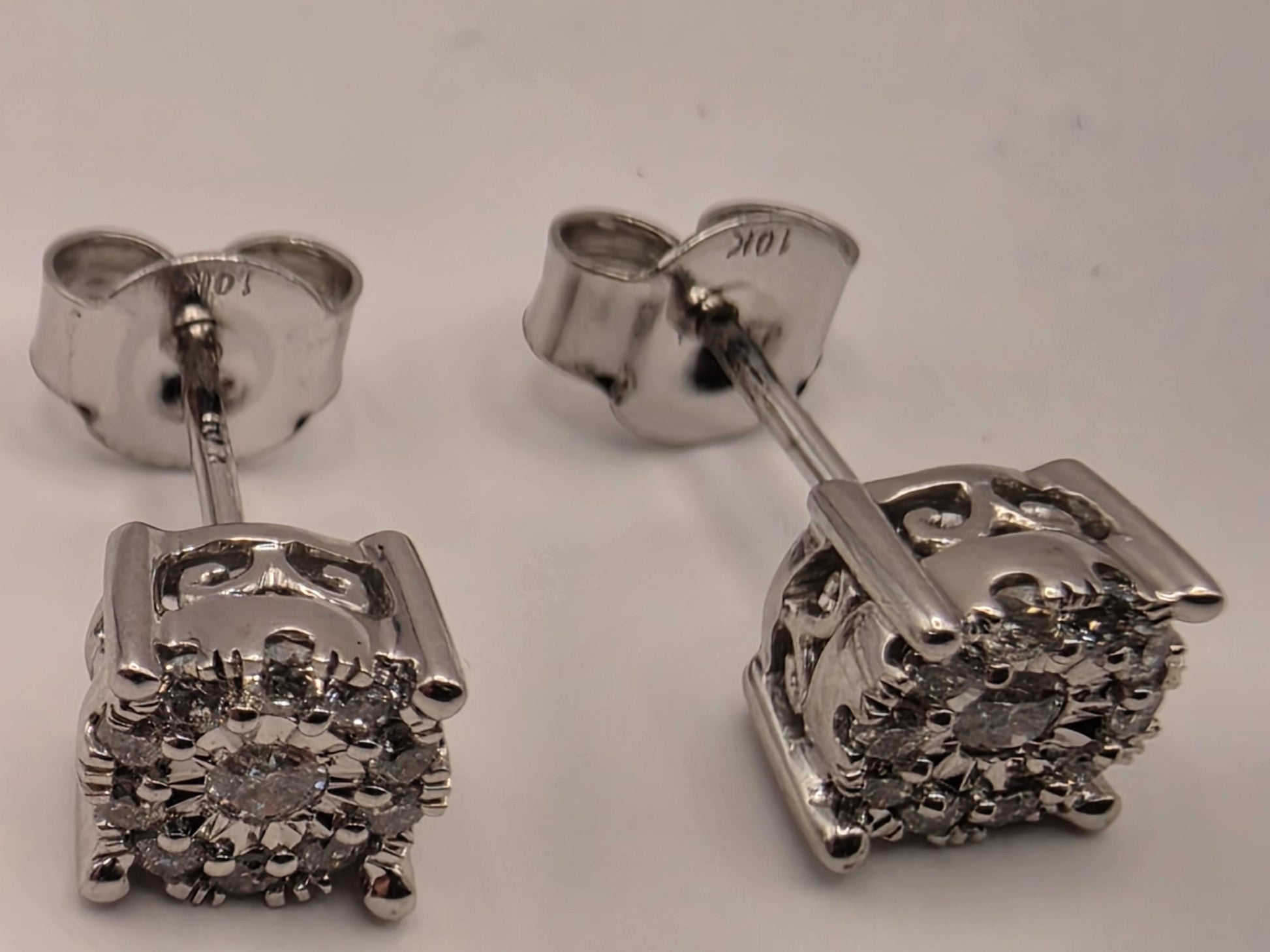 10K White Gold Diamond Stud Earrings 0.25 CTW Natural Diamond Illusion Set Round Studs Fine Jewelry Gift for Her Classic Sparkle