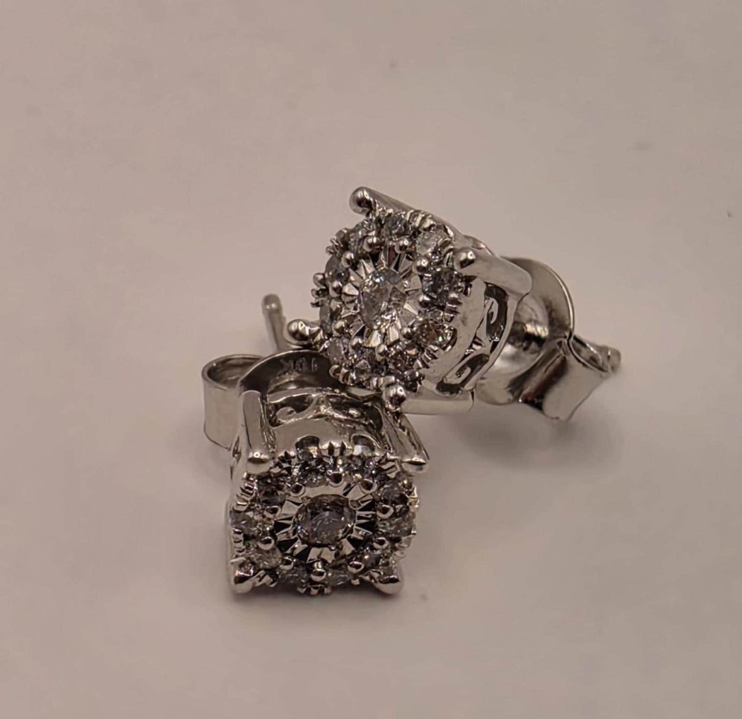 10K White Gold Diamond Stud Earrings 0.25 CTW Natural Diamond Illusion Set Round Studs Fine Jewelry Gift for Her Classic Sparkle