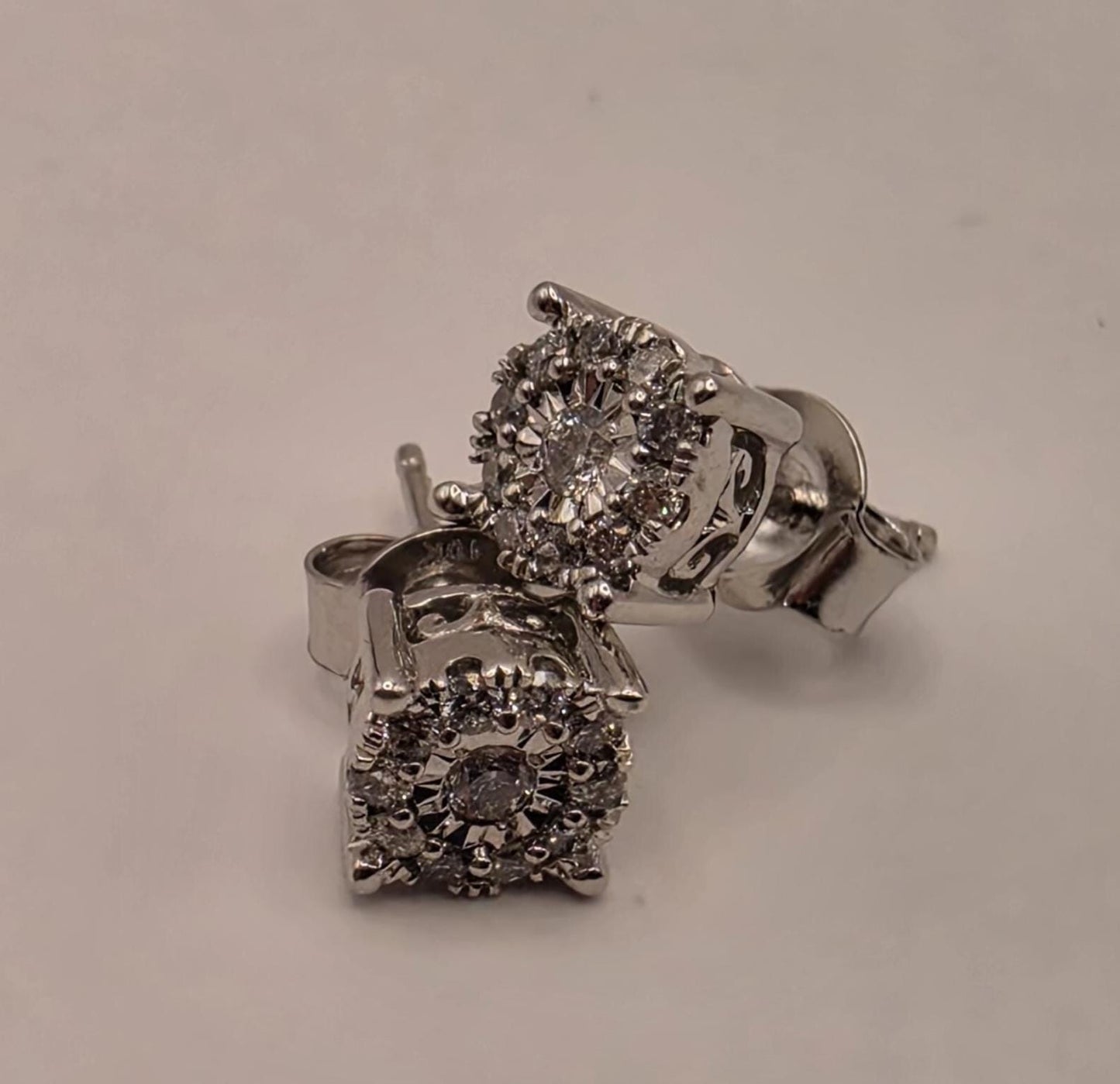 10K White Gold Diamond Stud Earrings 0.25 CTW Natural Diamond Illusion Set Round Studs Fine Jewelry Gift for Her Classic Sparkle