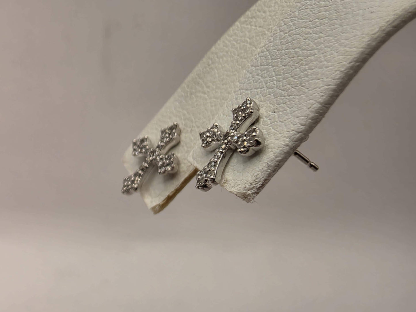 10K White Gold Diamond Cross Stud Earrings | Petite Pave Cross Studs | Dainty Religious Diamond Studs | Faith Gift