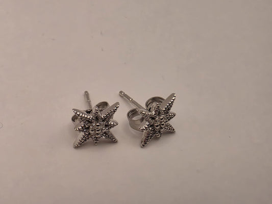 10K White Gold Diamond Star Stud Earrings | Celestial Pave Star Studs | Natural Diamond Star Studs | Dainty Star Gift