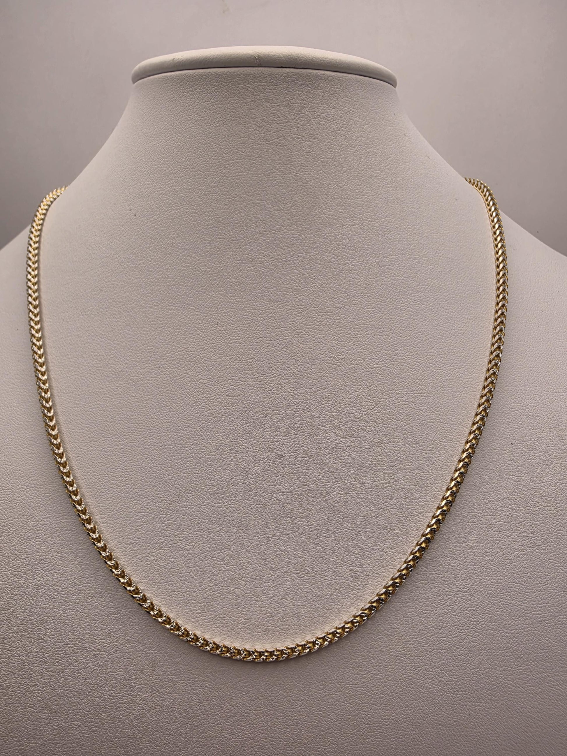 Gold Plated Franco Chain Necklace | 925 Sterling Silver | 20 Inch | 2.5mm | Thin Mens Franco Chain | Layering Necklace